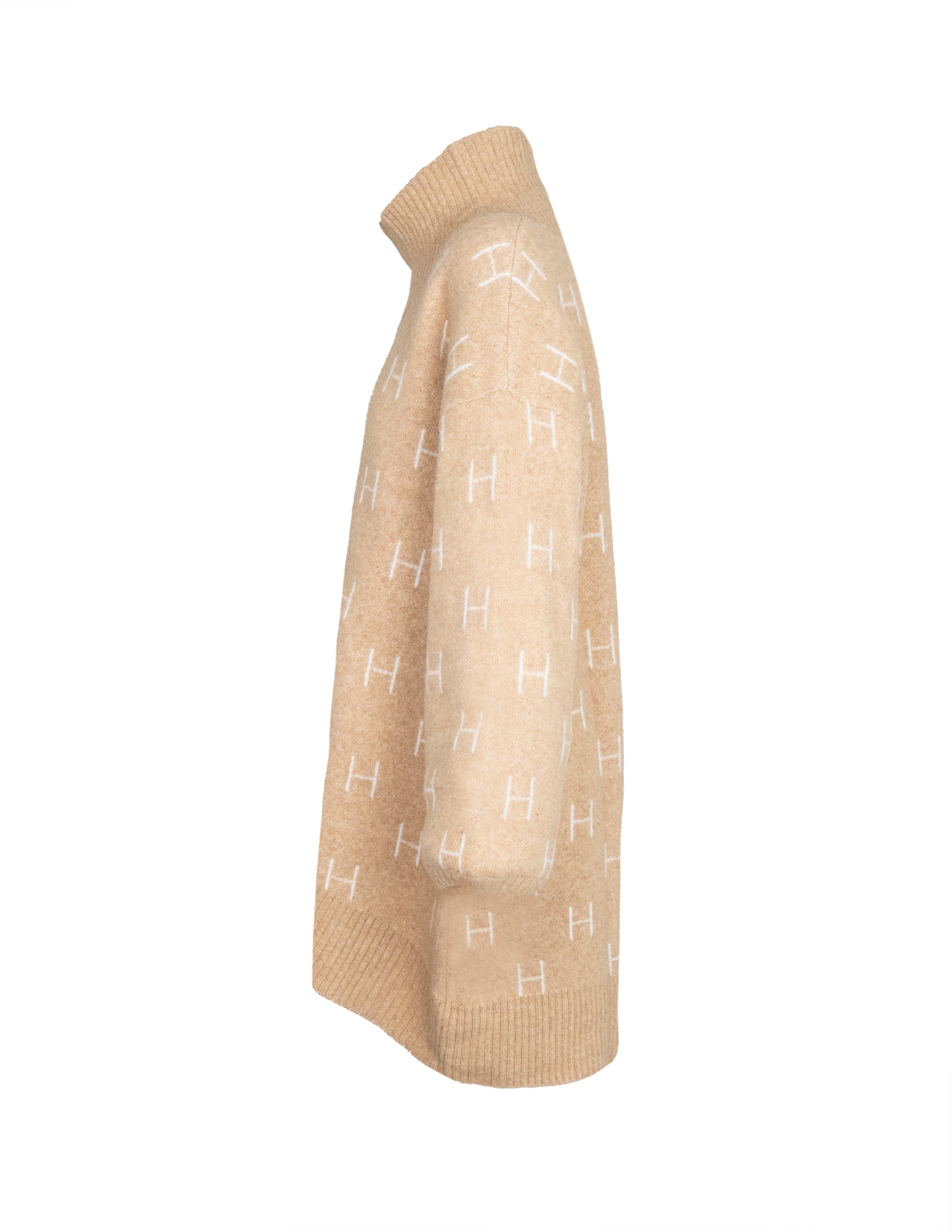 FAM Sweater Long in Light Beige Pullover Hést
