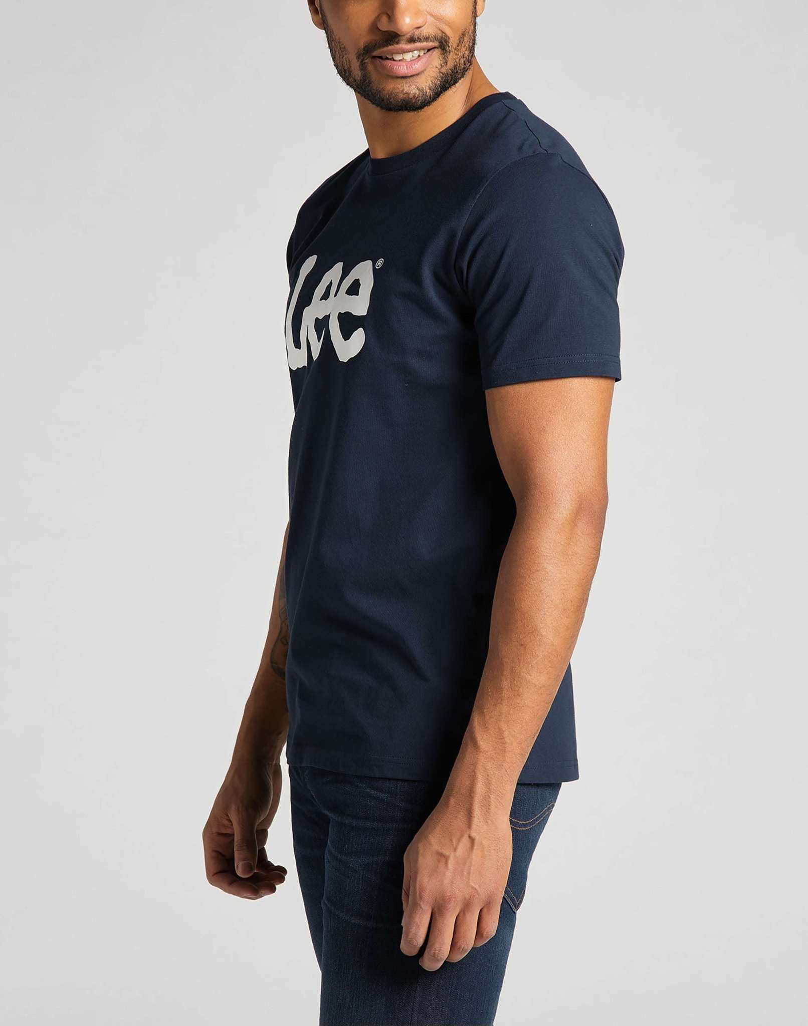 Wobbly Logo Tee in Navy T-Shirts Lee