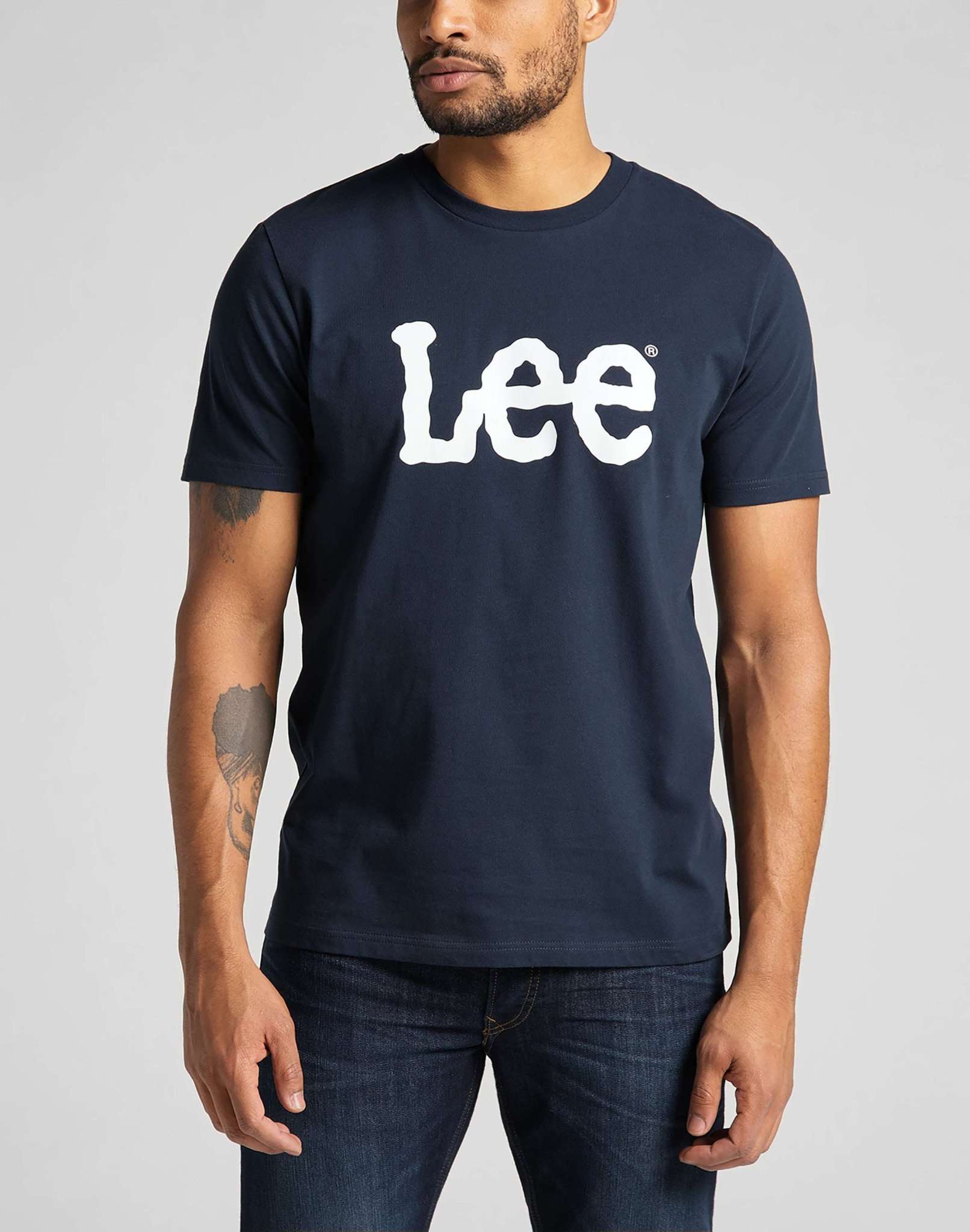 Wobbly Logo Tee in Navy T-Shirts Lee