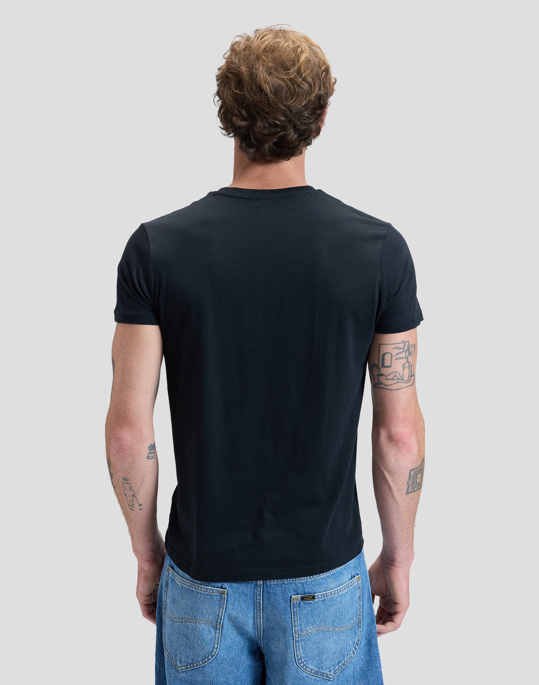 Twin Pack Crew in Black White T-Shirts Lee