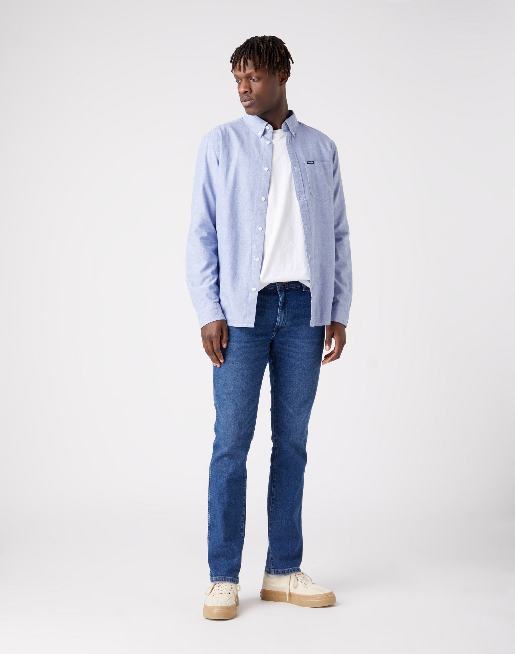 One Pocket Button Down Shirt in Blue Tint Hemden Wrangler