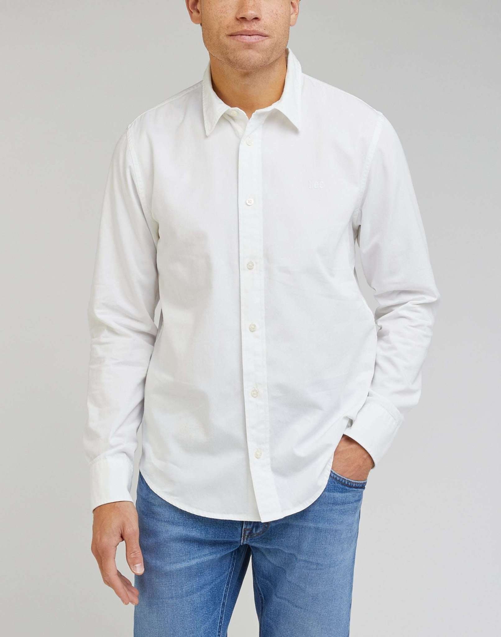 Patch Shirt in Bright White Hemden Lee