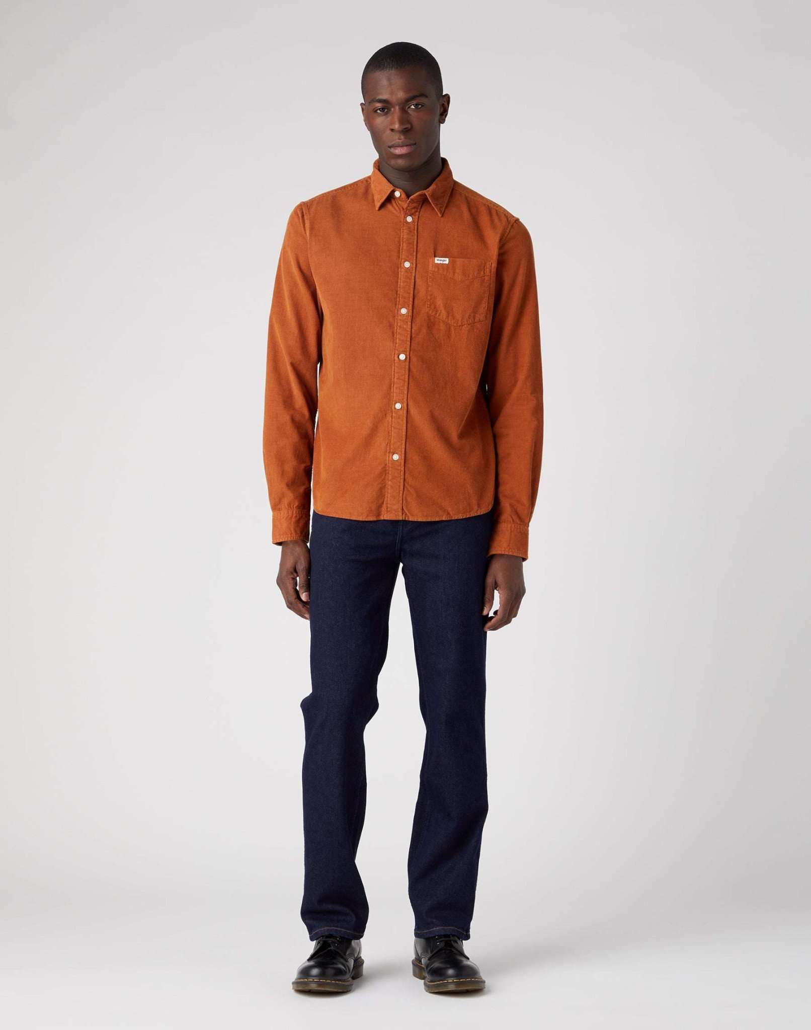 One Pocket Shirt in Leather Brown Hemden Wrangler
