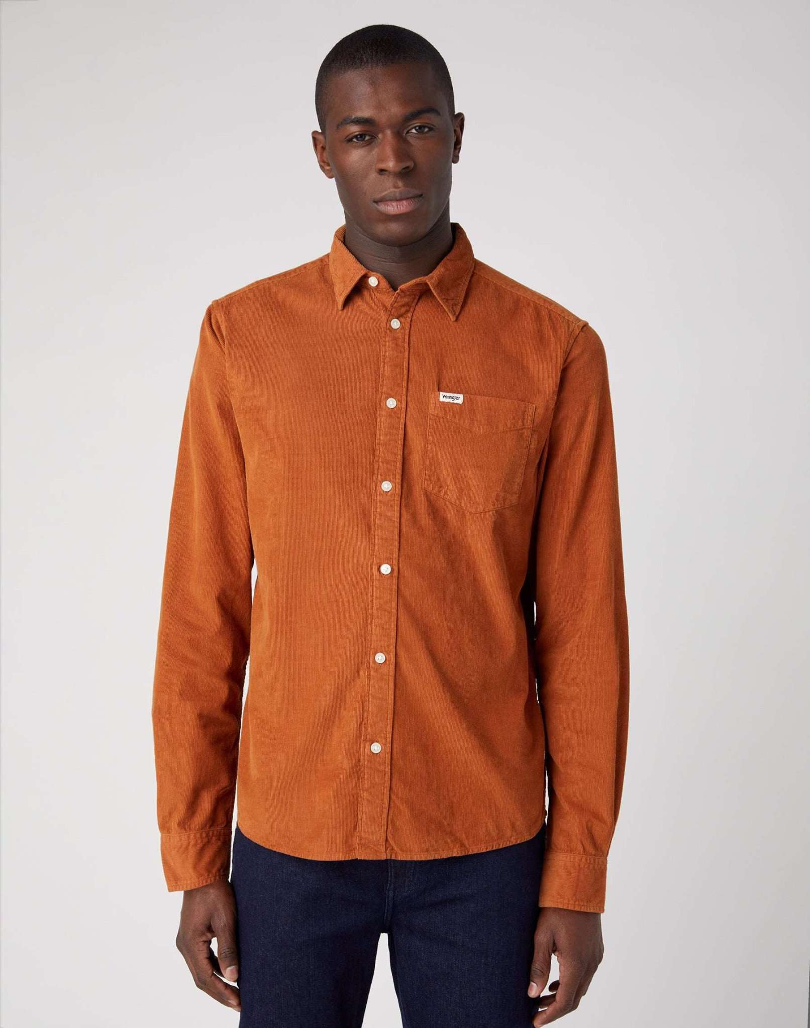 One Pocket Shirt in Leather Brown Hemden Wrangler
