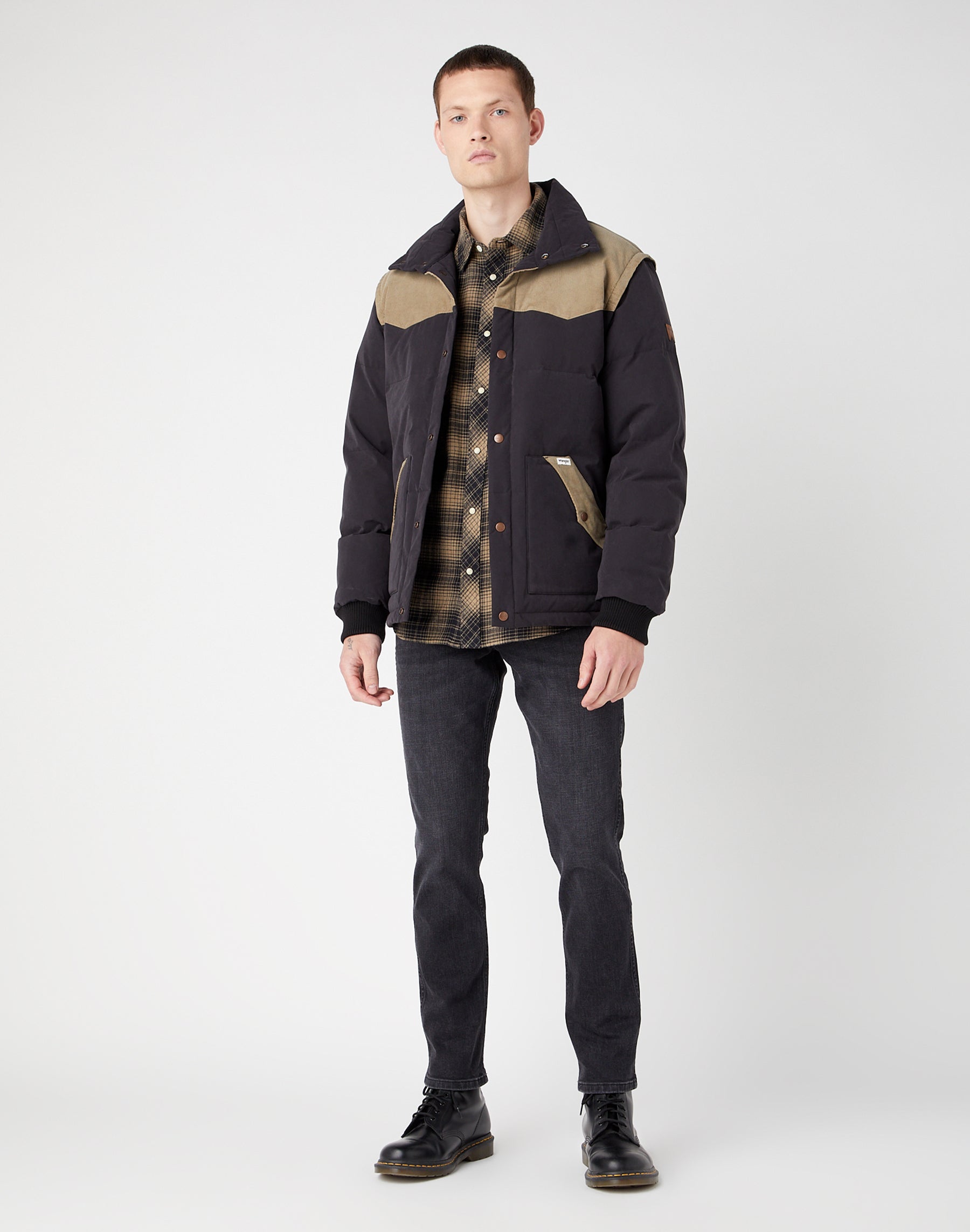 Longsleeves Western Shirt in Lead Grey Hemden Wrangler