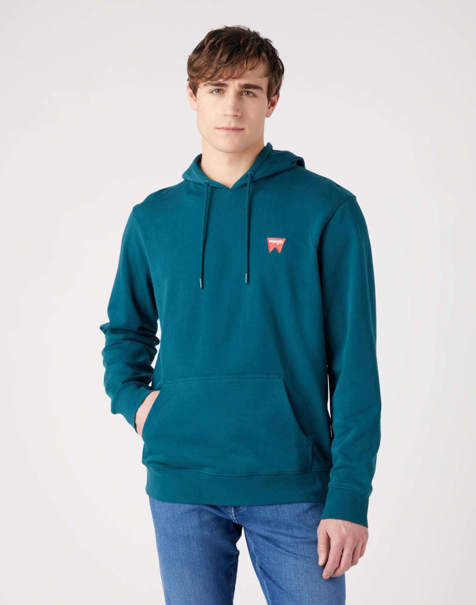 Sign Off Hoodie in Deep Teal Green Kapuzenpullover Wrangler   