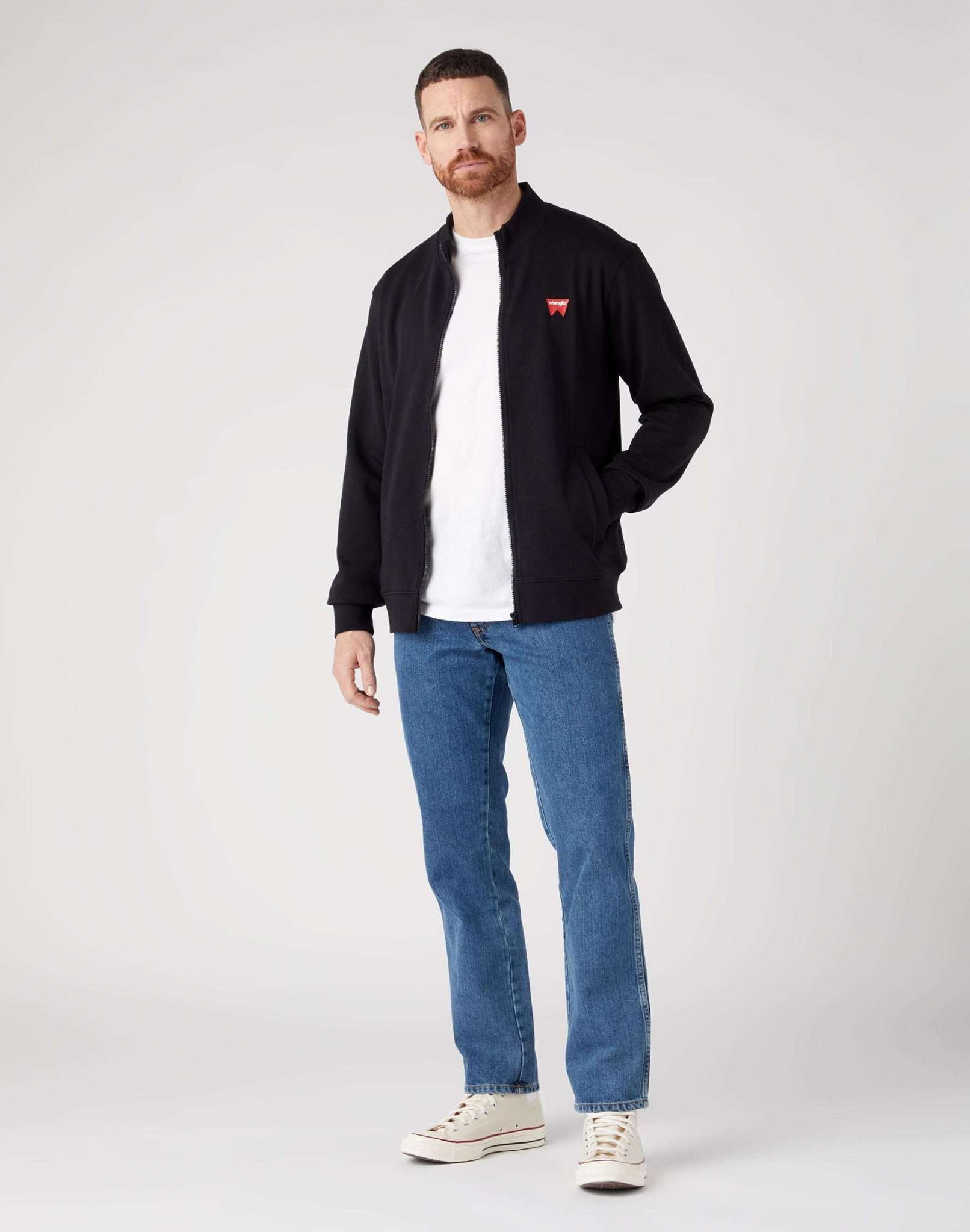 Funnel Neck Zip in Real Black Sweatjacken Wrangler