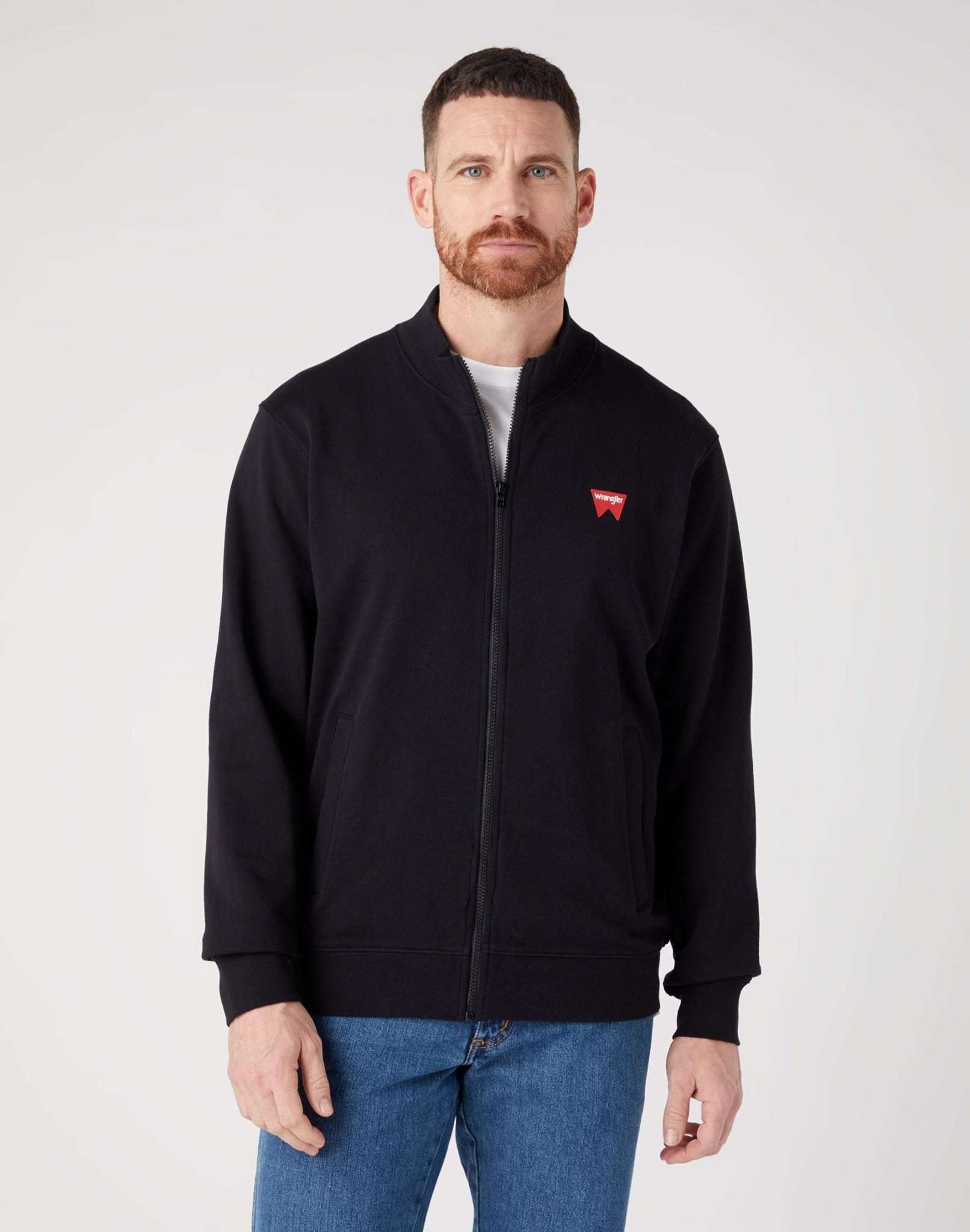 Funnel Neck Zip in Real Black Sweatjacken Wrangler   