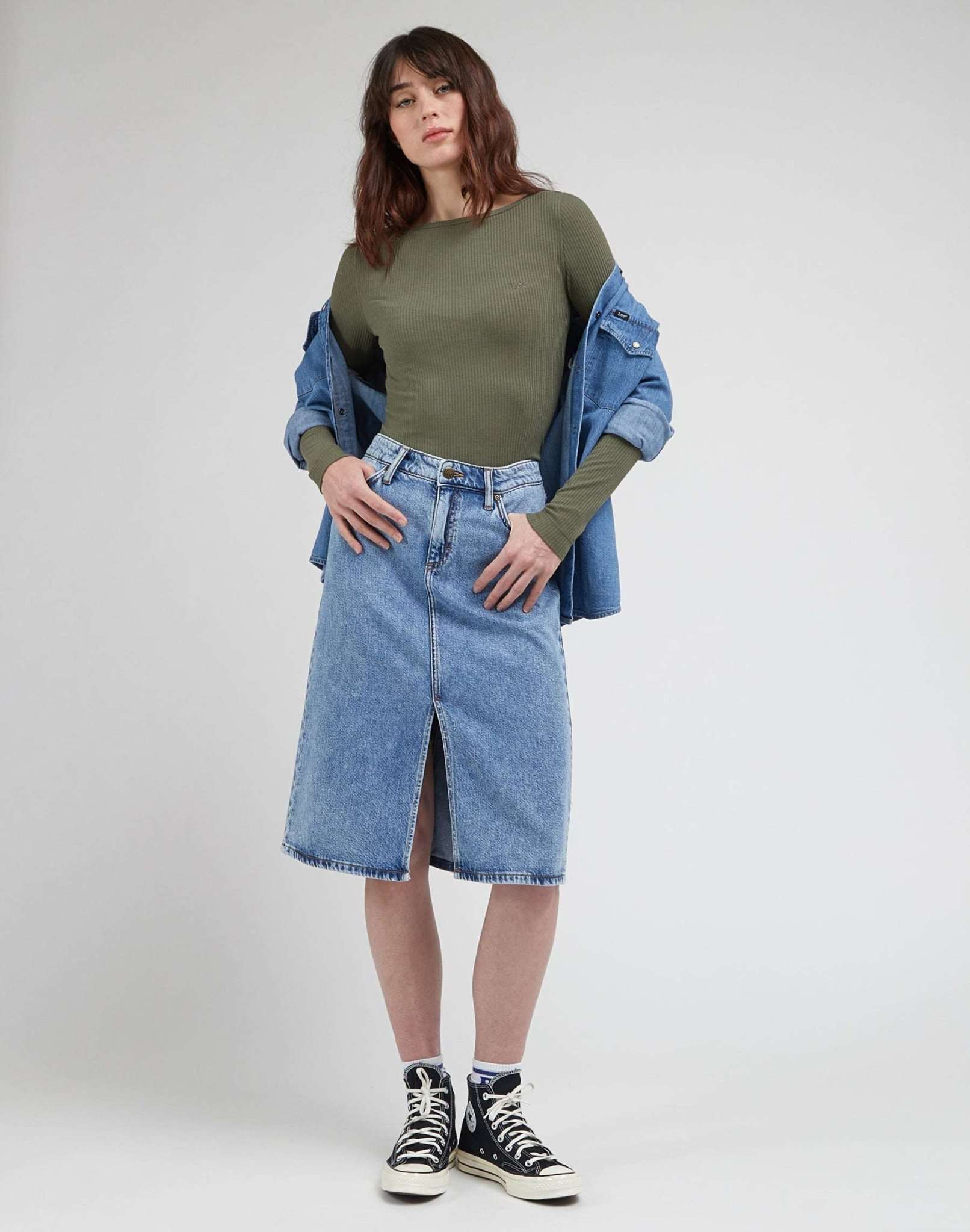 LS Boat Neck Tee in Olive Grove Pullover Lee   