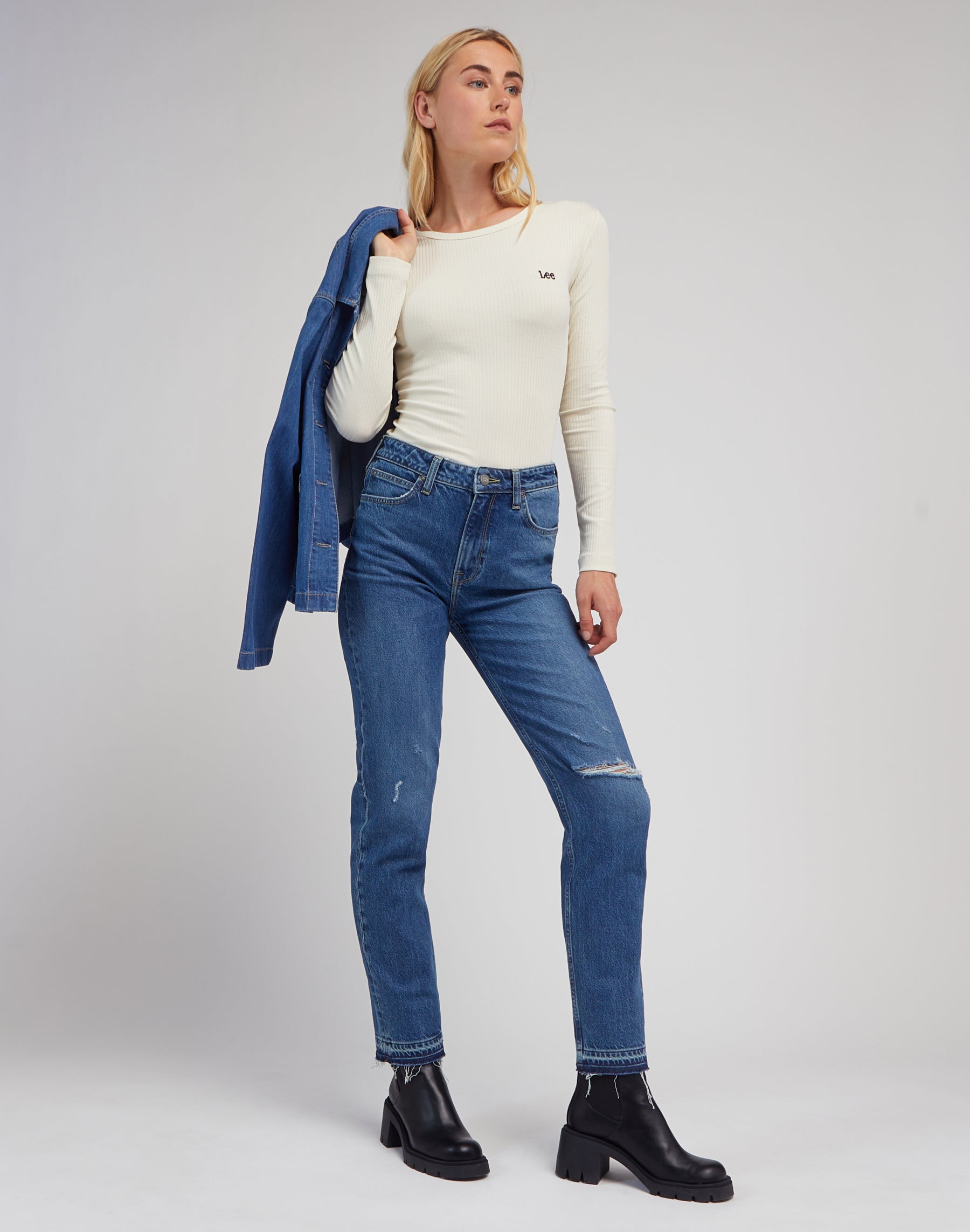 Longsleeves Rib Tee in Soy Bean Langarmshirts Lee