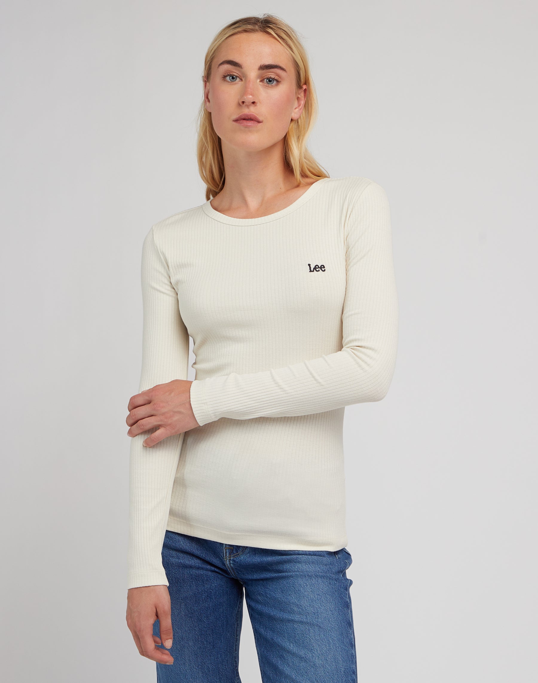 Longsleeves Rib Tee in Soy Bean Langarmshirts Lee