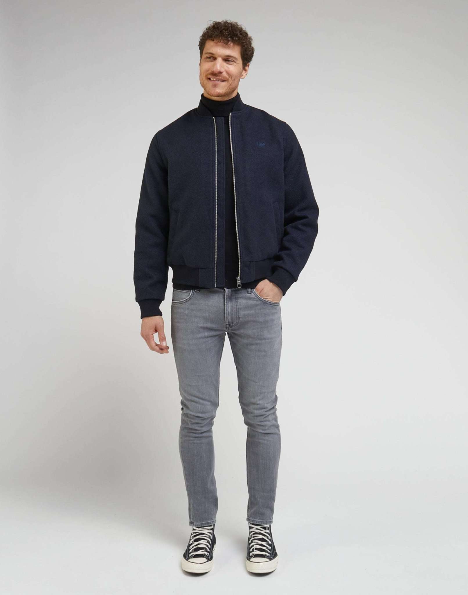 Wool Bomber Jacket in Sky Captain Jacken Lee