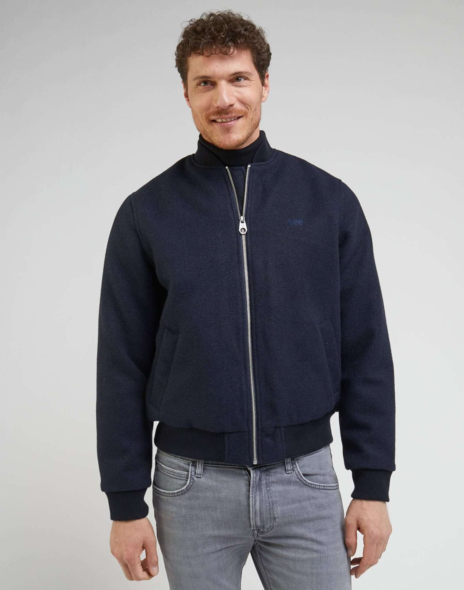 Wool Bomber Jacket in Sky Captain Jacken Lee   