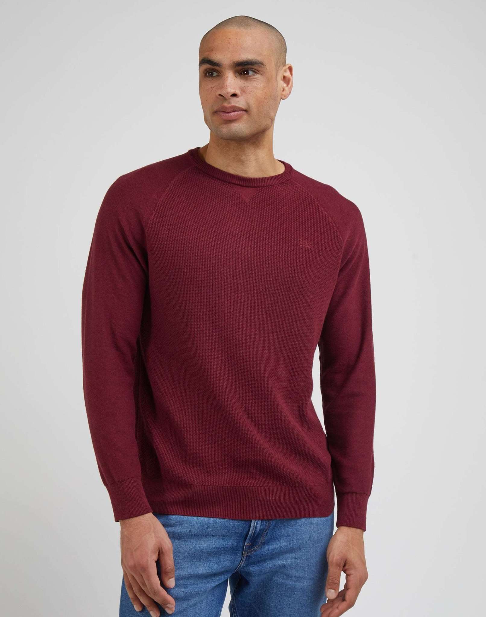 Raglan Crew Knit in Port Pullover Lee
