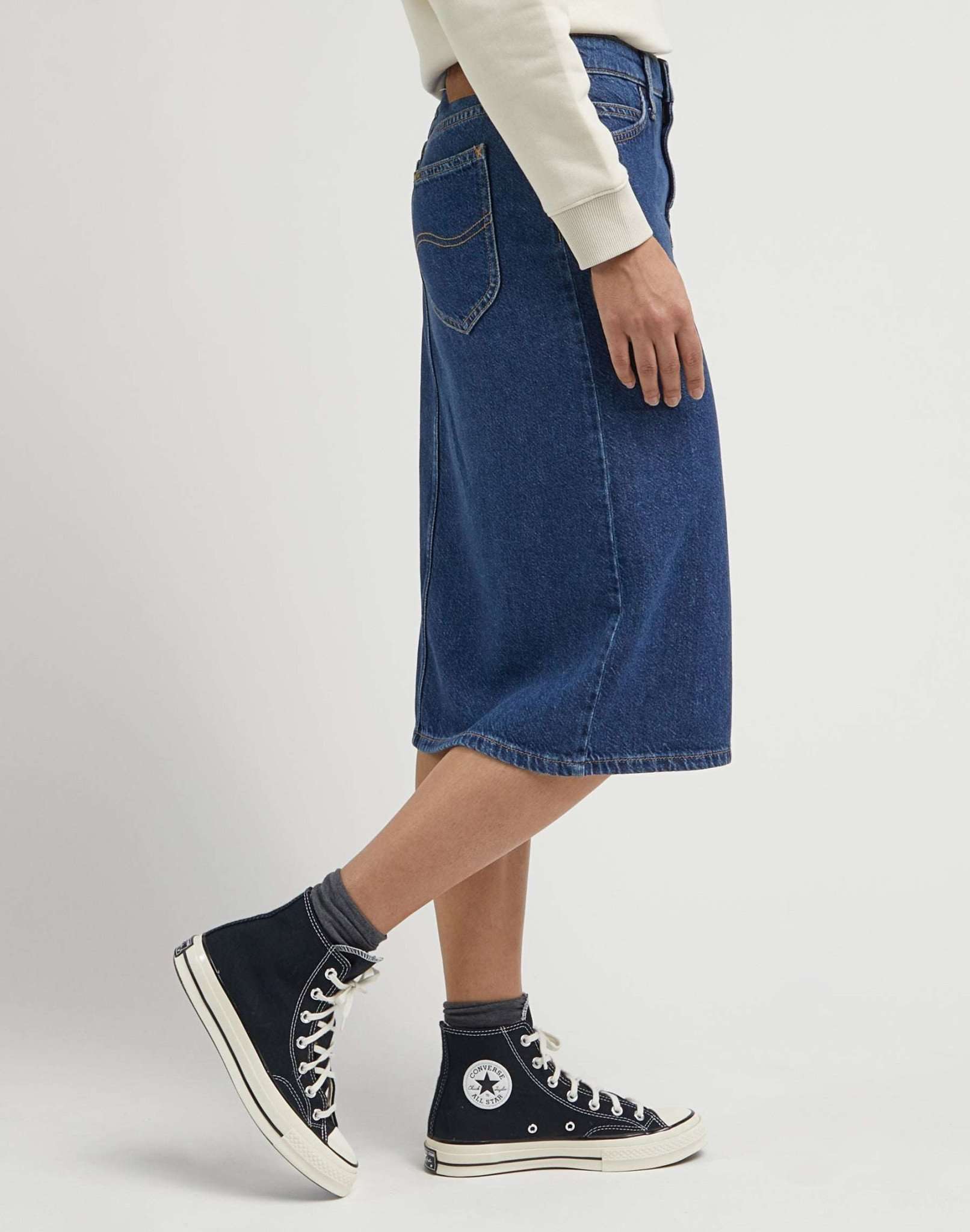 Midi Skirt in Mid Cascade Jeansröcke Lee