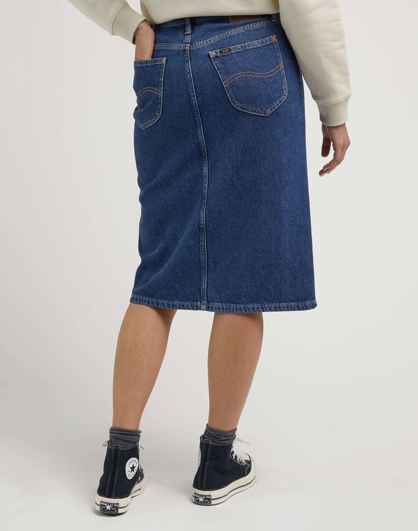 Midi Skirt in Mid Cascade Jeansröcke Lee