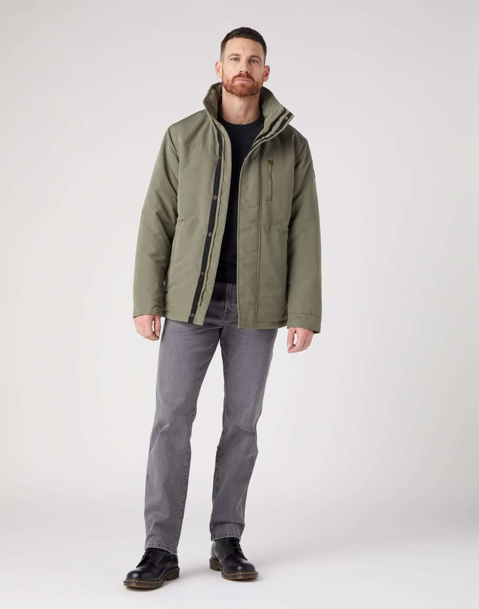 Crew Knit in Dark Grey Melange Pullover Wrangler