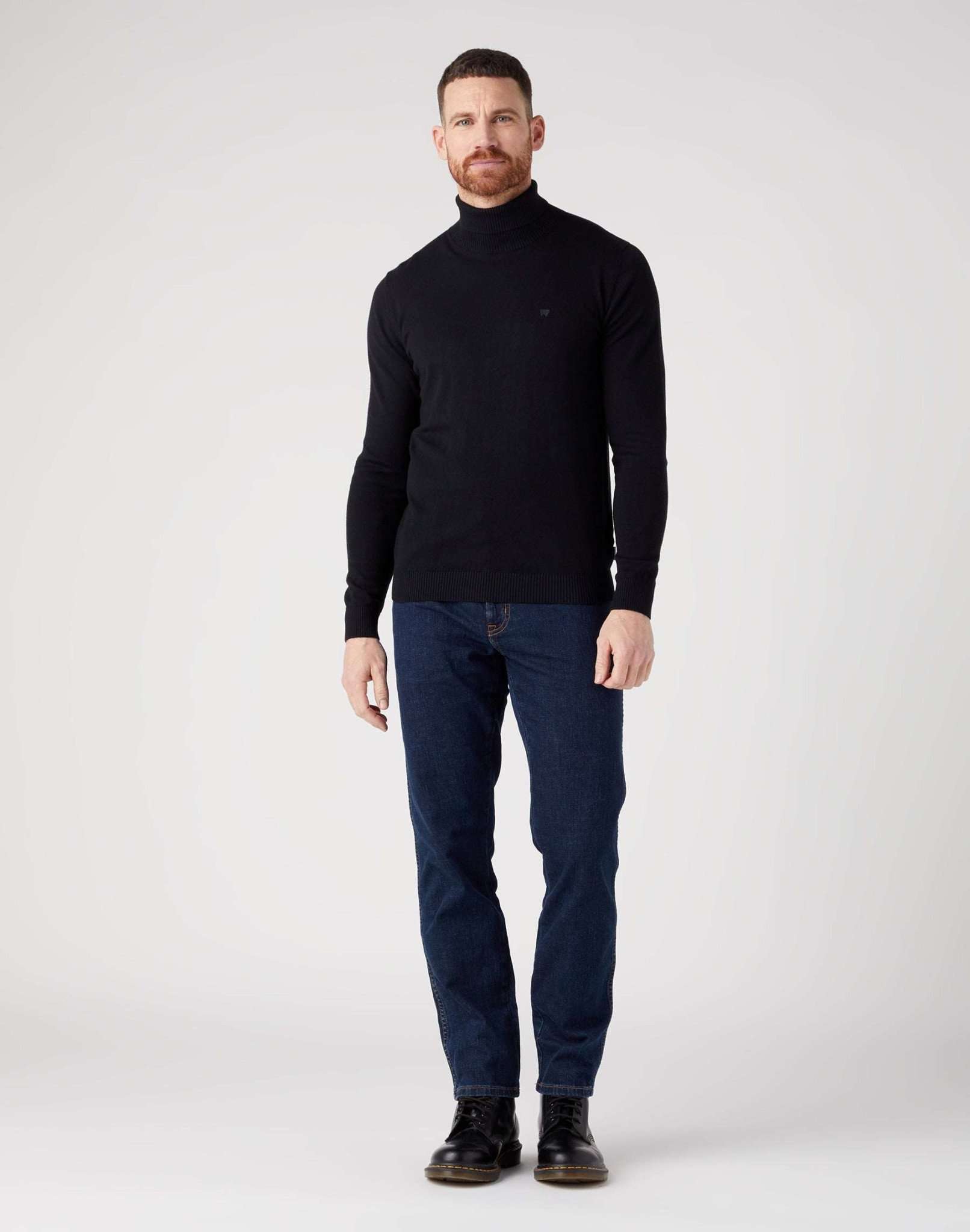 Roll Neck Knit in Black Pullover Wrangler