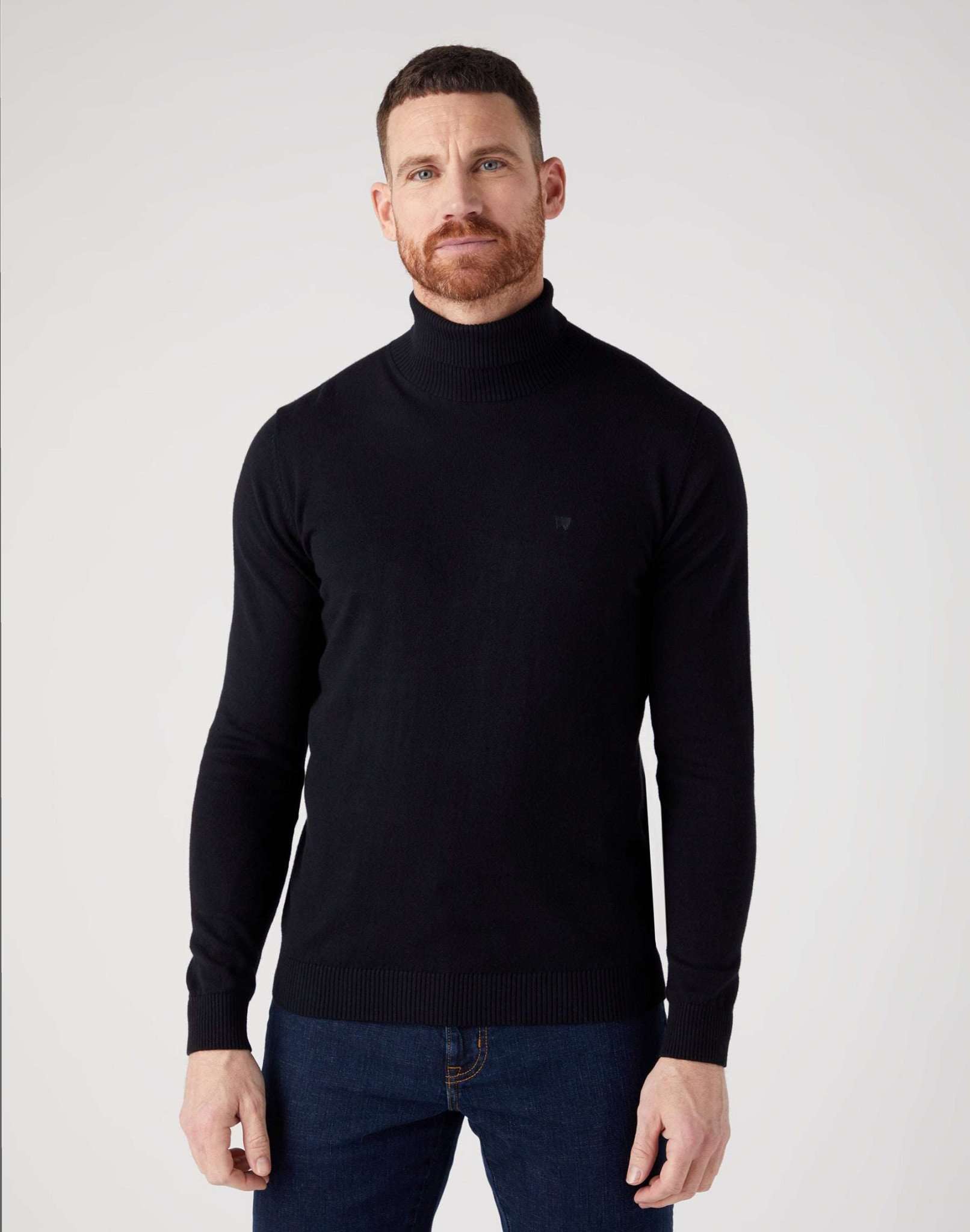 Roll Neck Knit in Black Pullover Wrangler