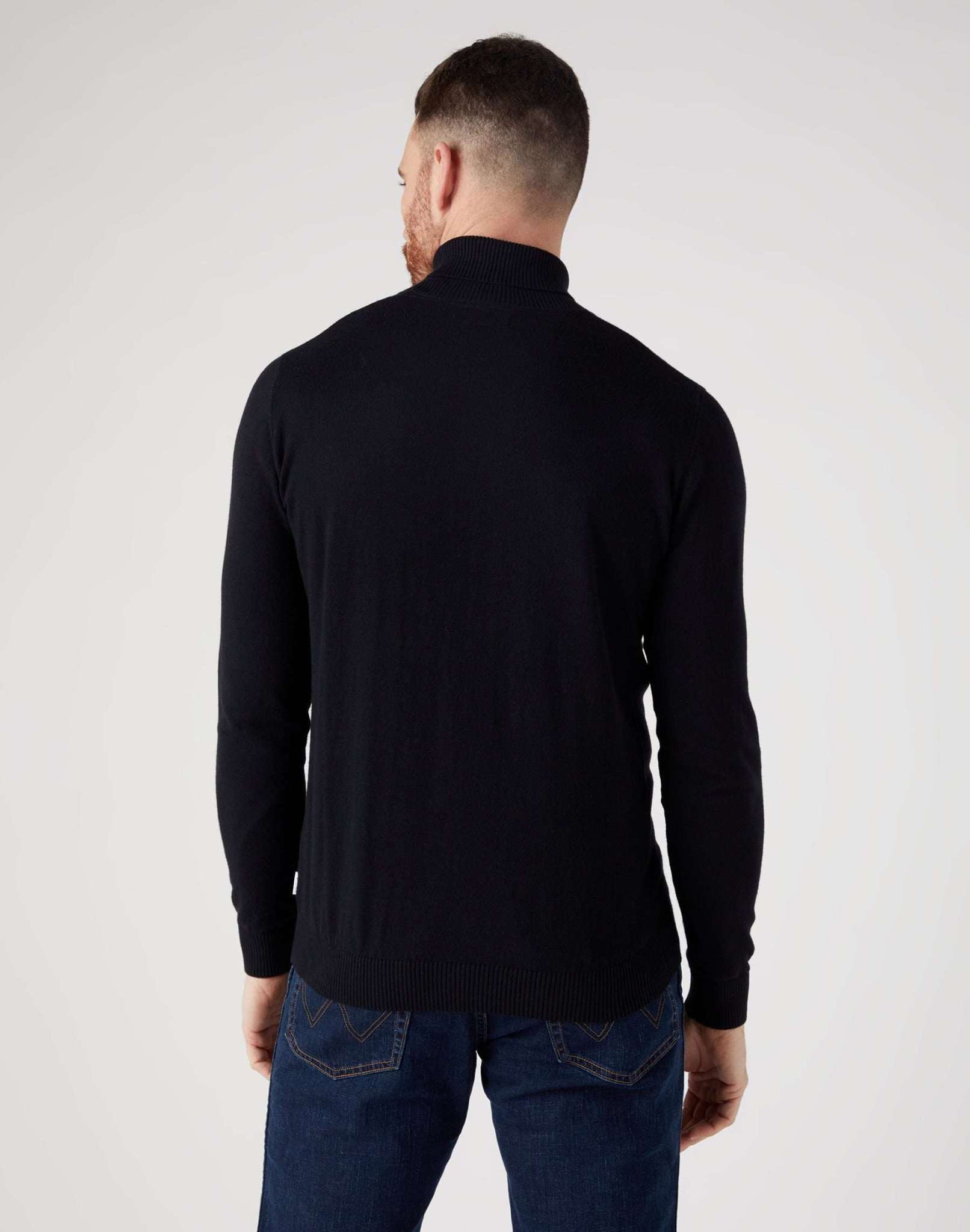 Roll Neck Knit in Black Pullover Wrangler