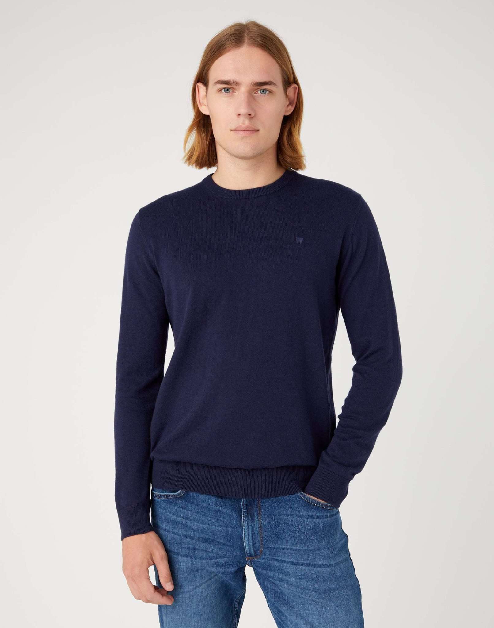 Crew Knit in Navy Pullover Wrangler   