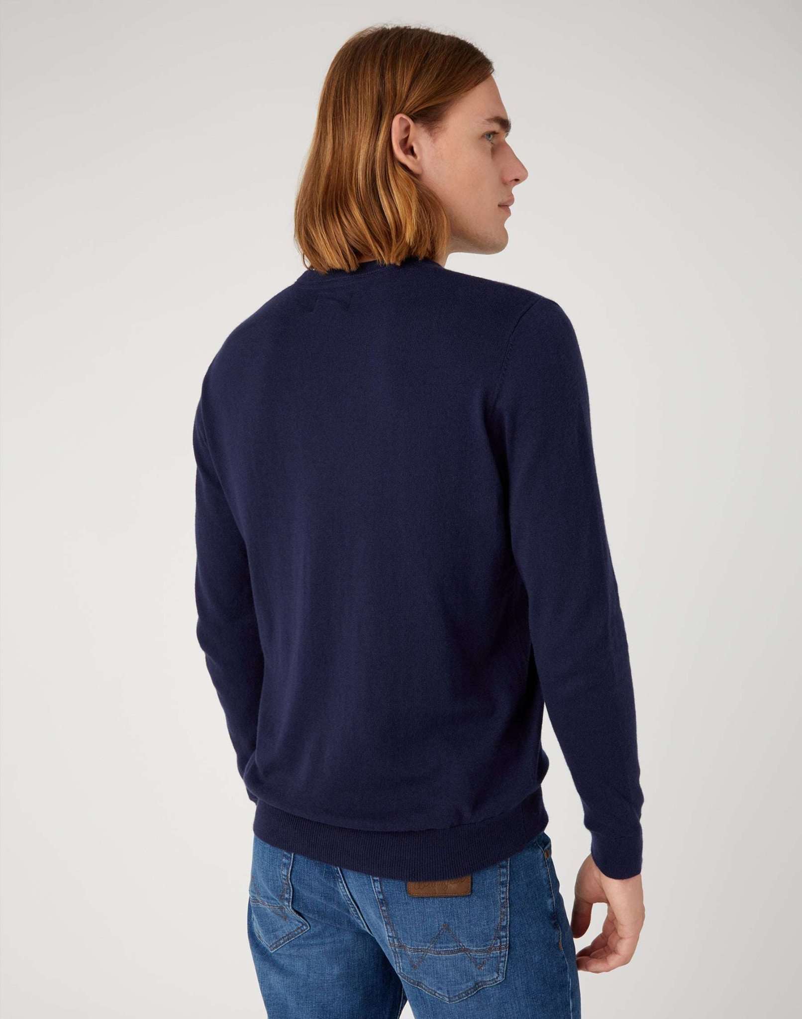 Crew Knit in Navy Pullover Wrangler   