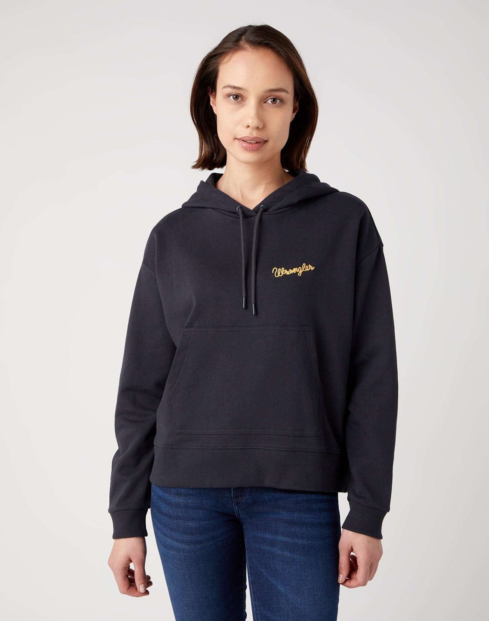 Regular Hoodie in Faded Black Kapuzenpullover Wrangler