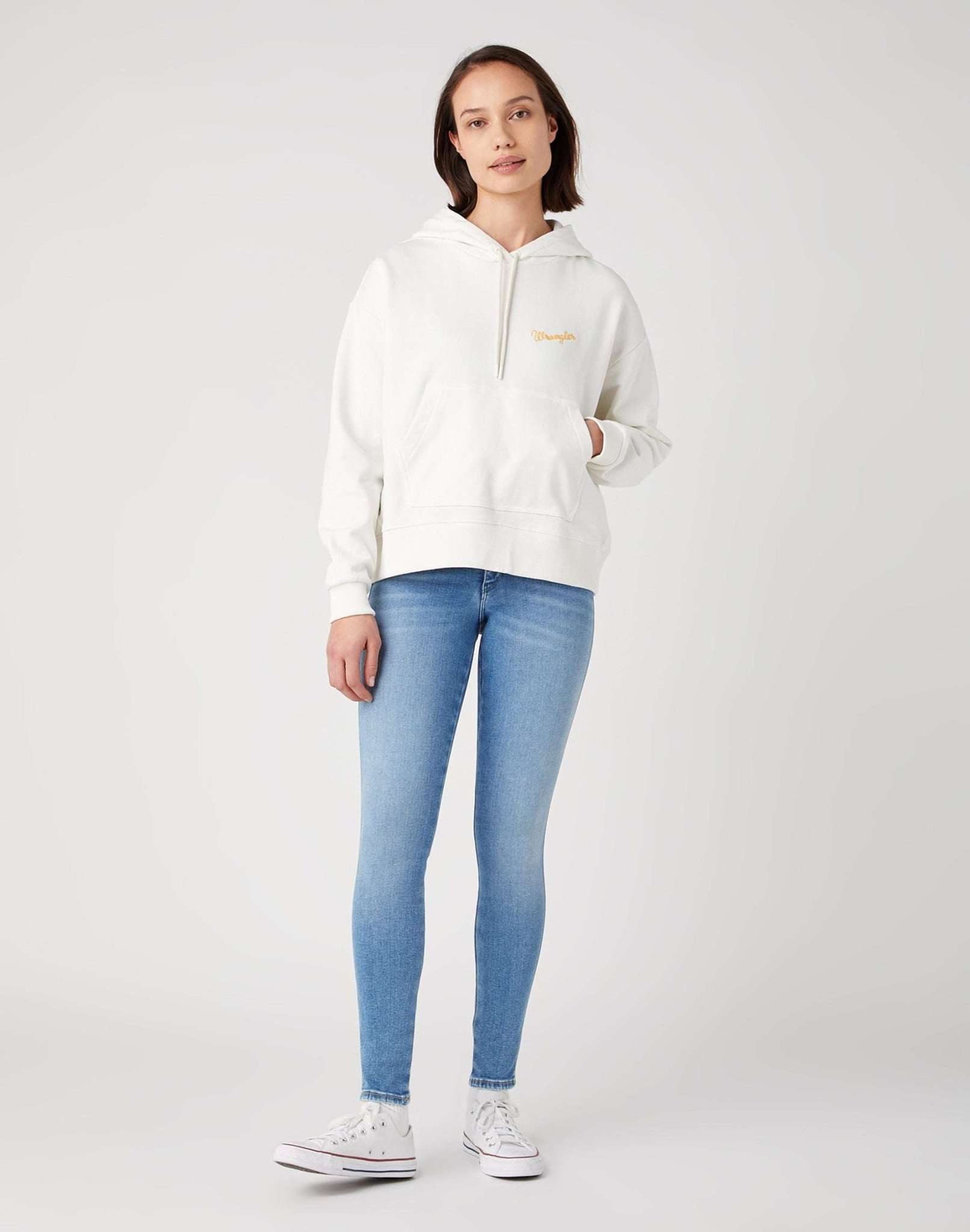 Regular Hoodie in Worn White Kapuzenpullover Wrangler