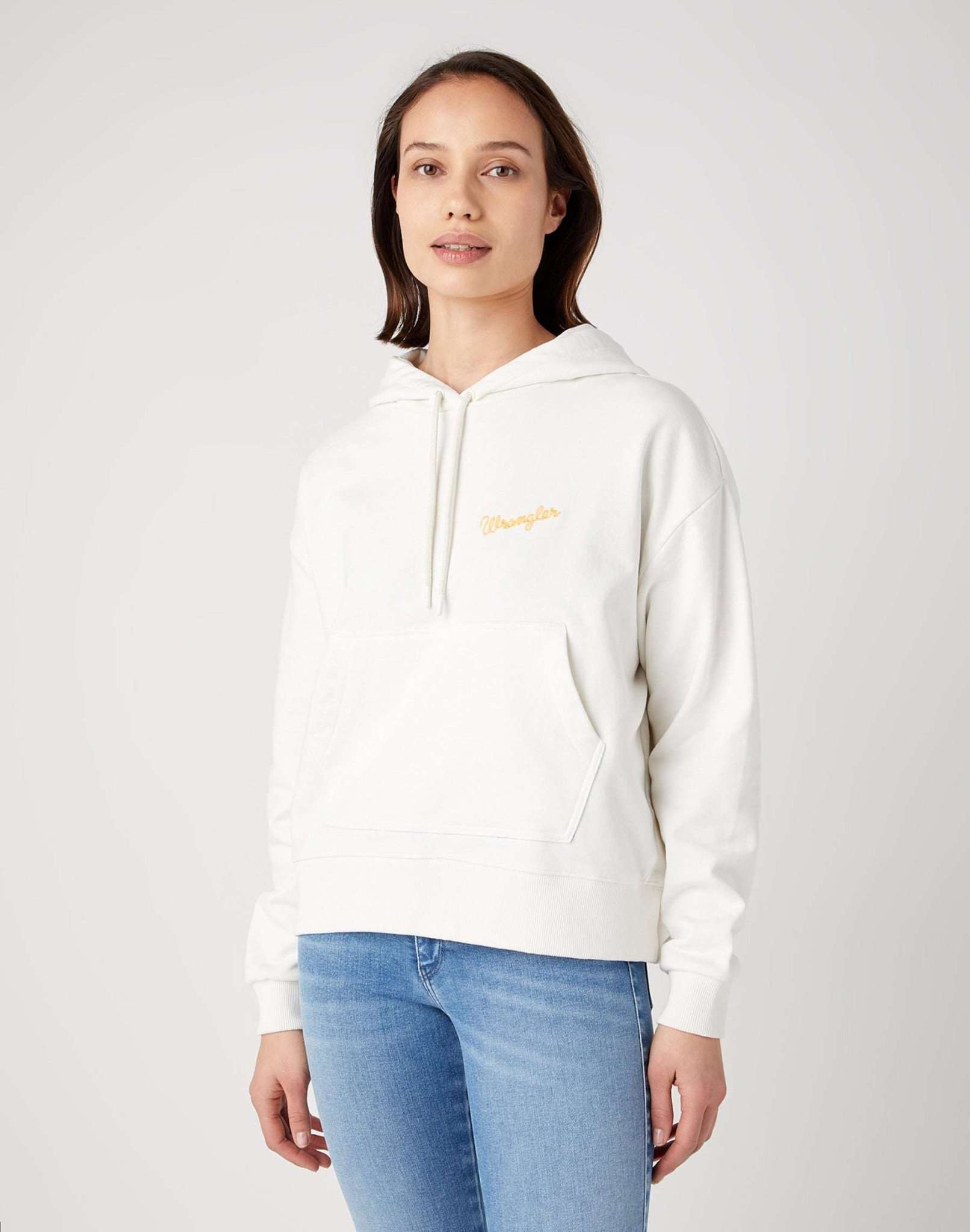 Regular Hoodie in Worn White Kapuzenpullover Wrangler