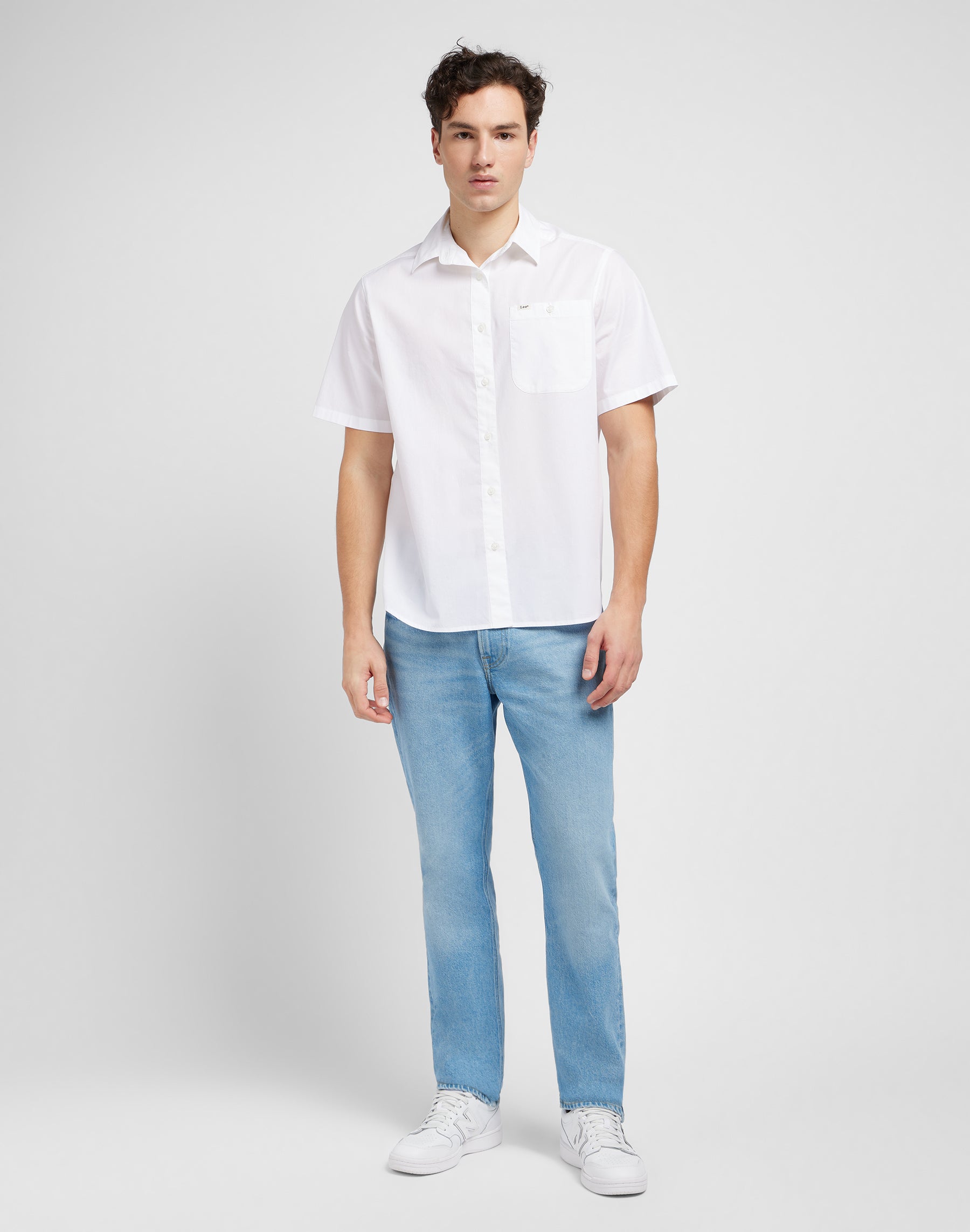 Patch Shirt in Bright White Hemden Lee