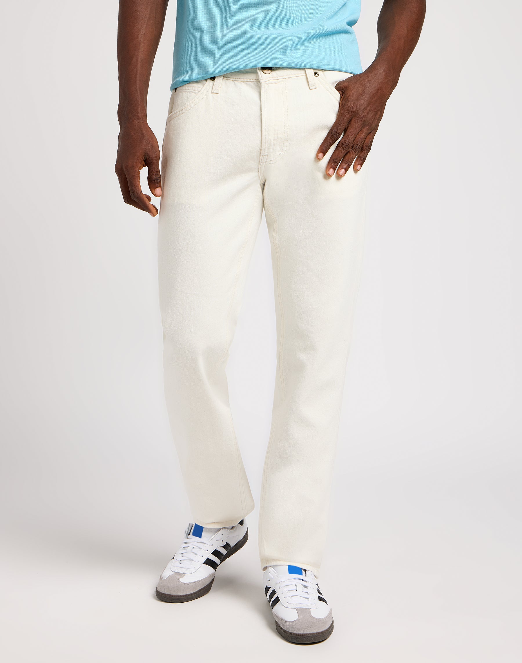Daren Zip Fly in White Jeans Lee