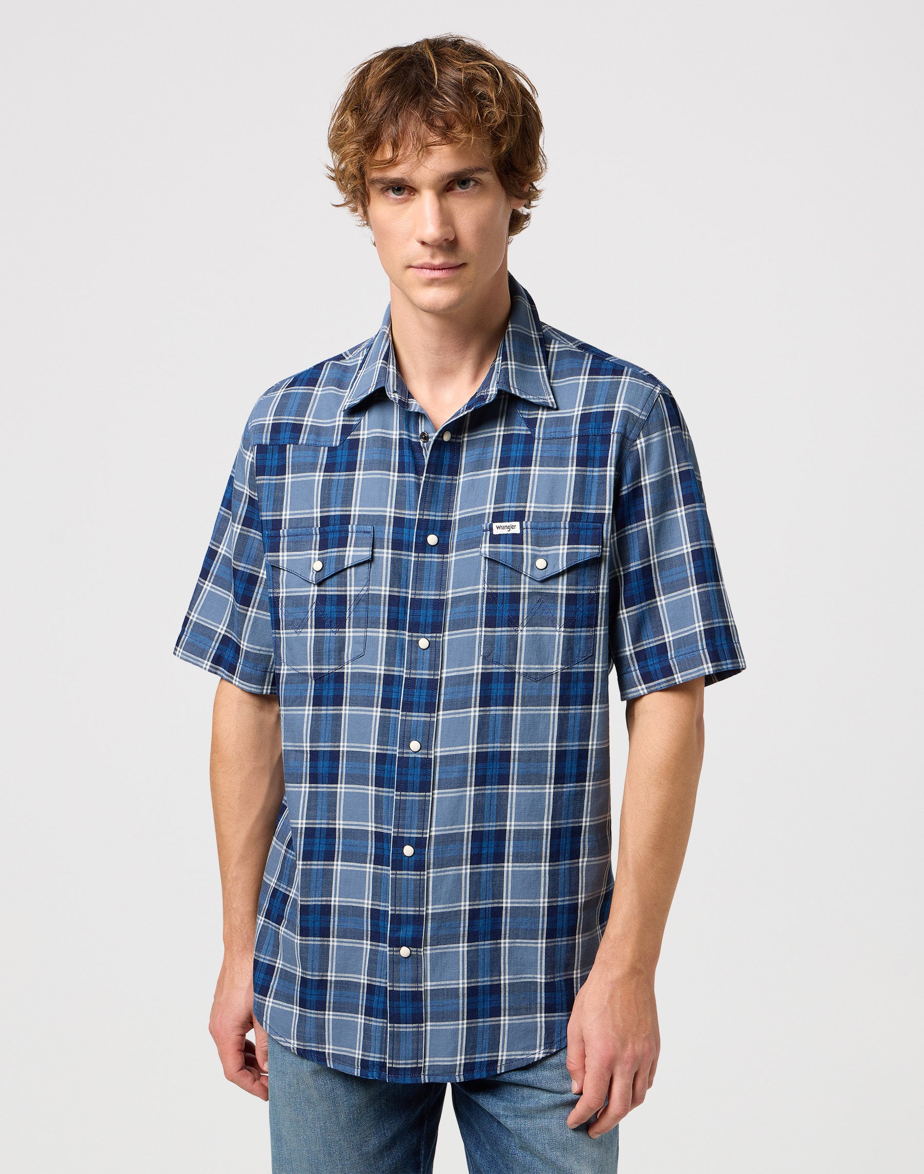 Western Shirt in Light Blue Indigo Hemden Wrangler   