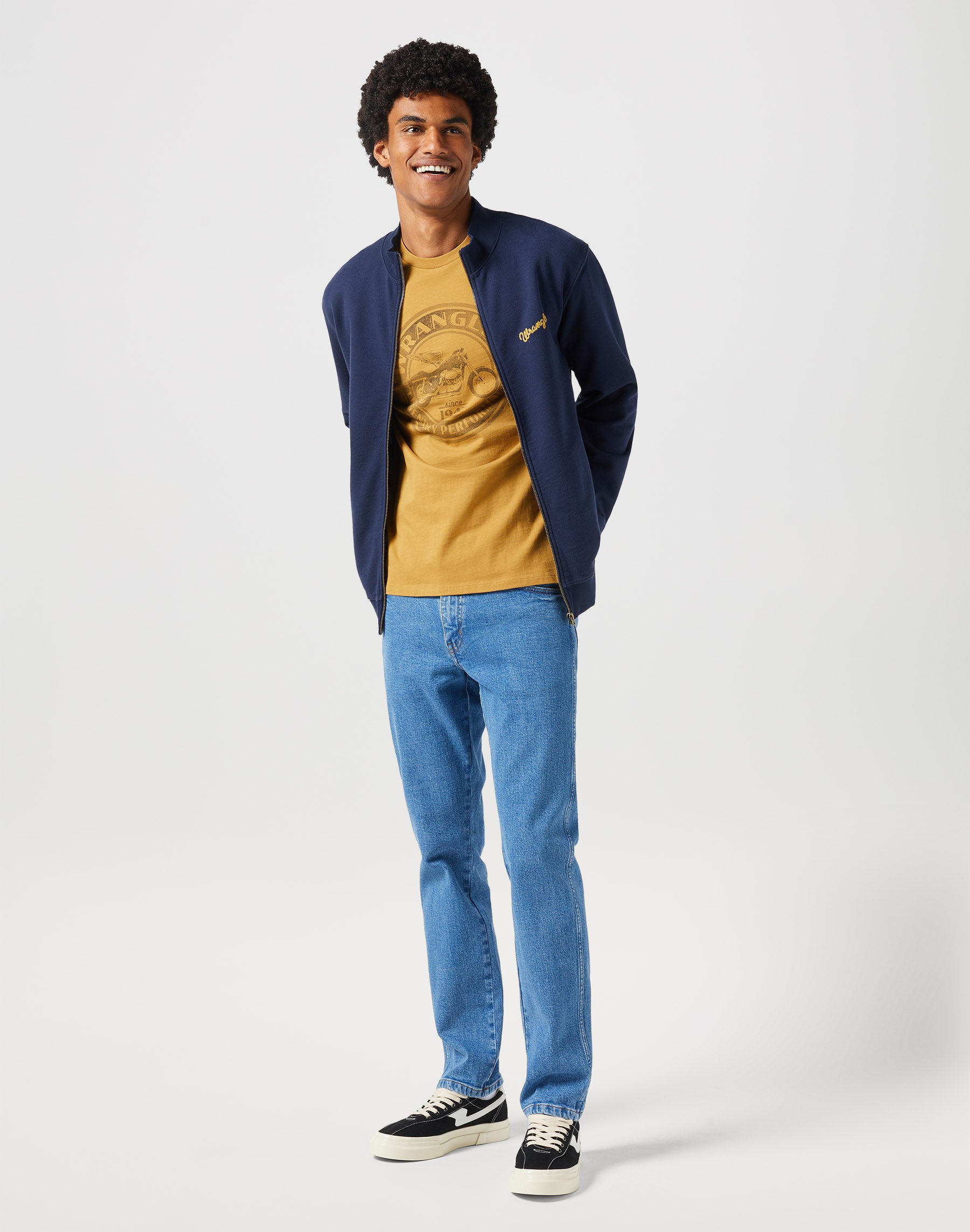 Funnel Neck Zip in Navy Sweatjacken Wrangler