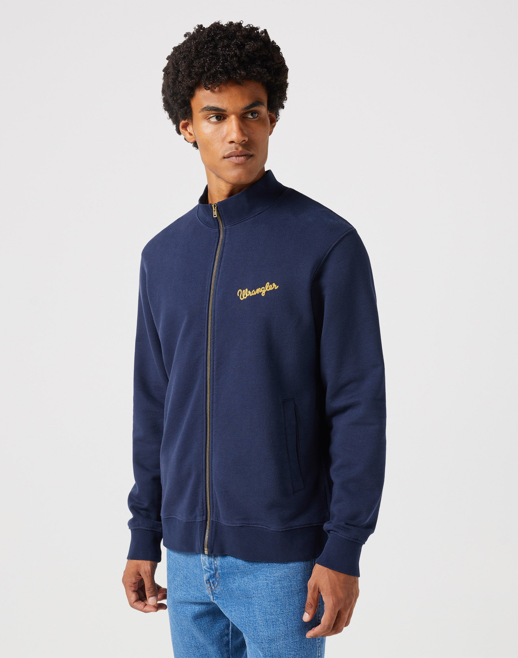 Funnel Neck Zip in Navy Sweatjacken Wrangler
