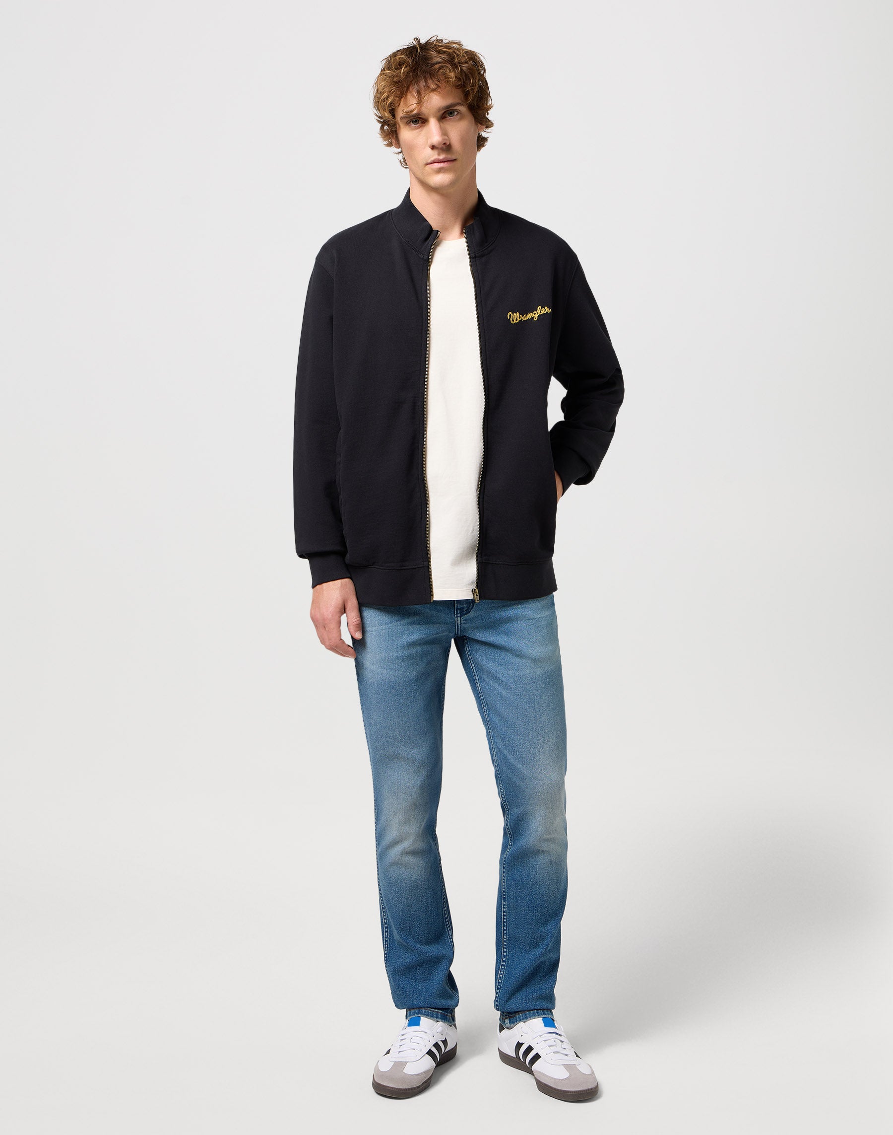 Funnel Neck Zip in Black Sweatjacken Wrangler