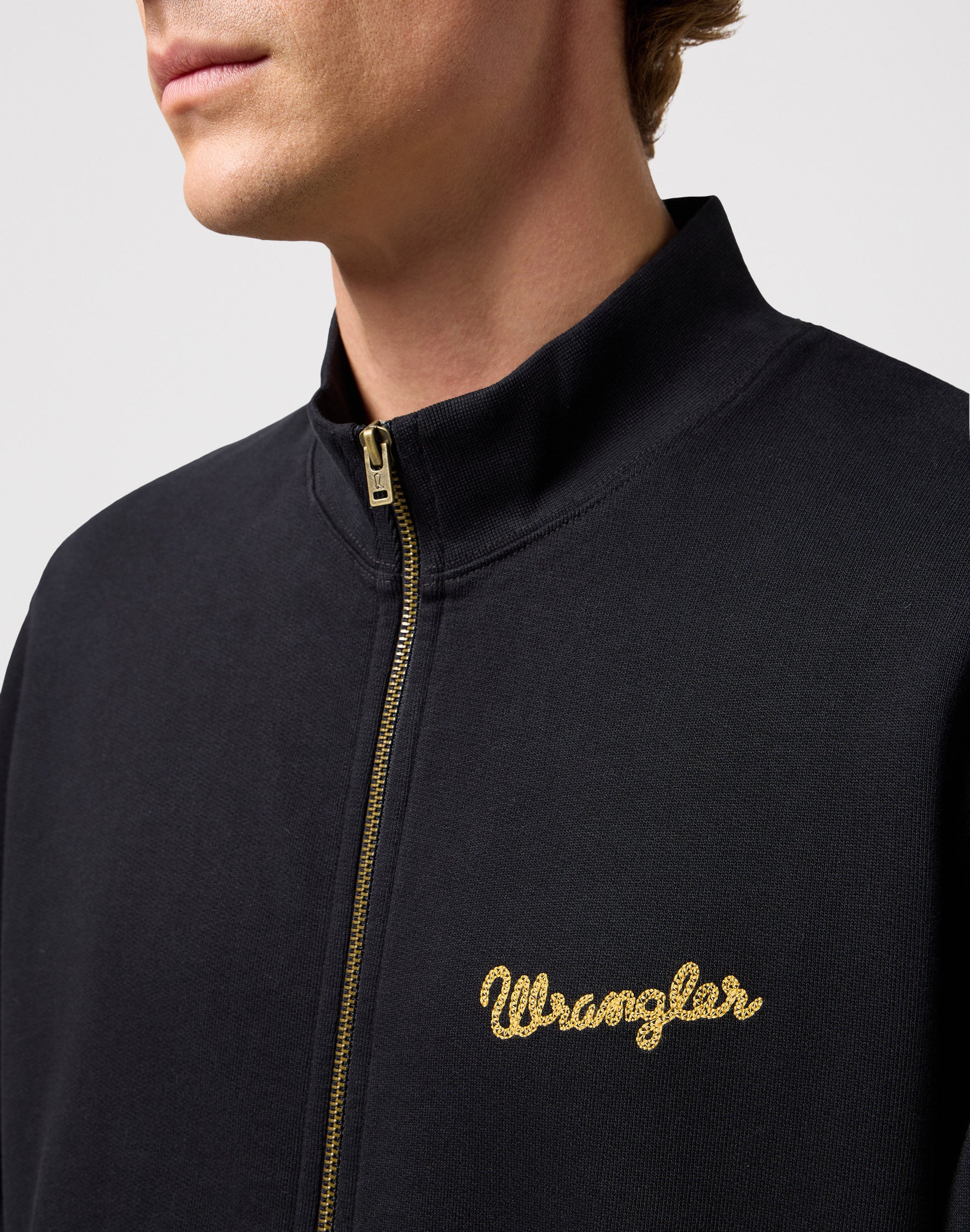 Funnel Neck Zip in Black Sweatjacken Wrangler