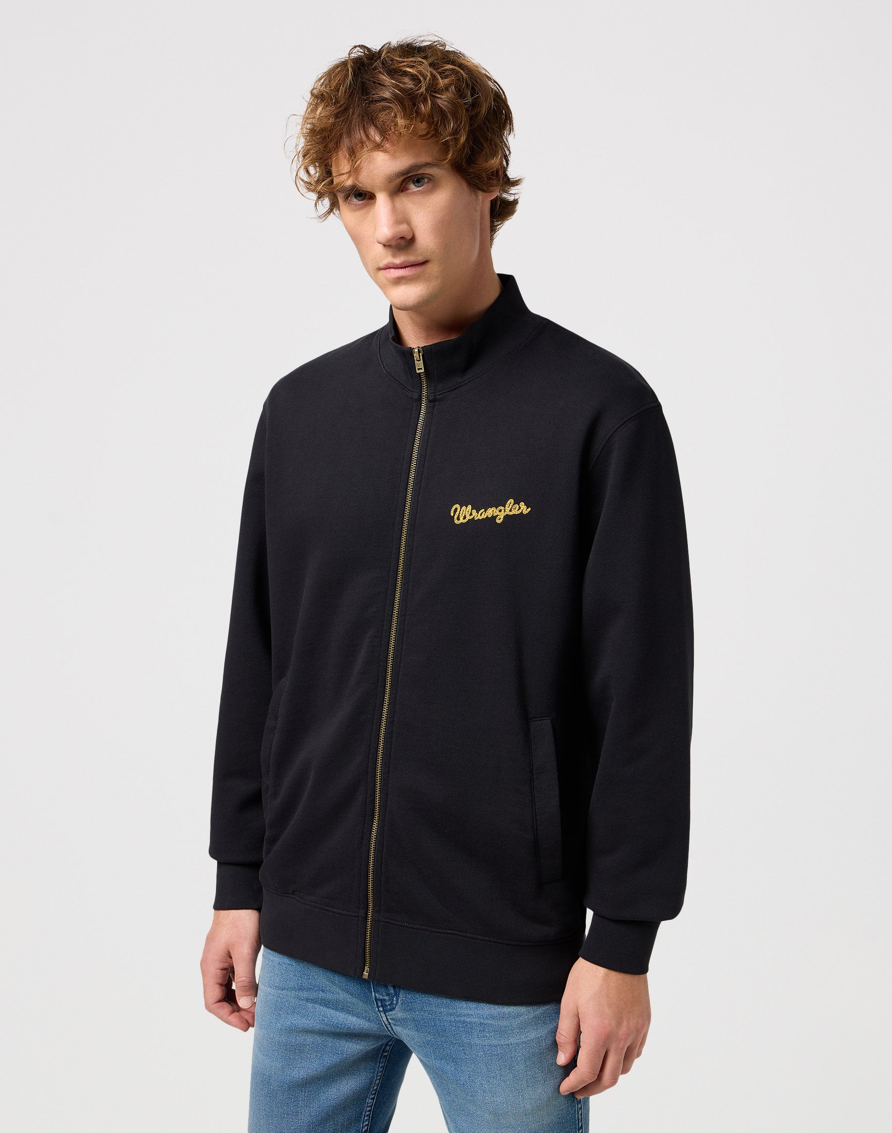 Funnel Neck Zip in Black Sweatjacken Wrangler