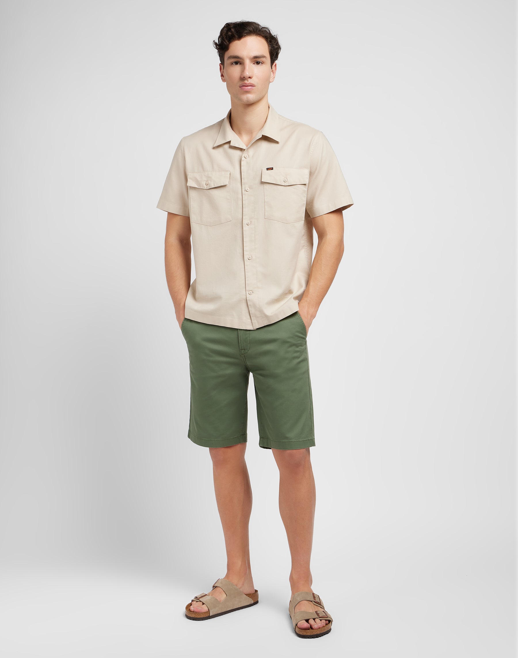 Regular Chino Short in Olive Grove Shorts Lee