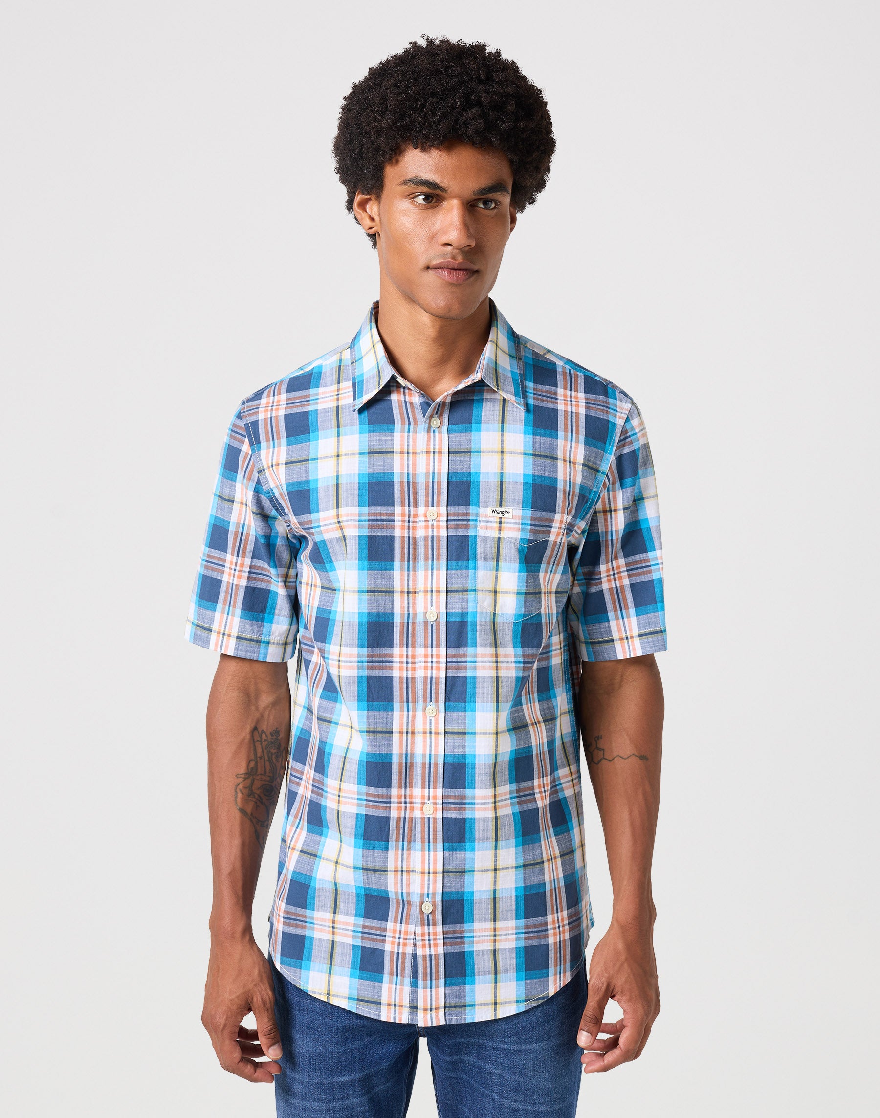 Kurzarm One Pocket Shirt in Navy Hemden Wrangler   