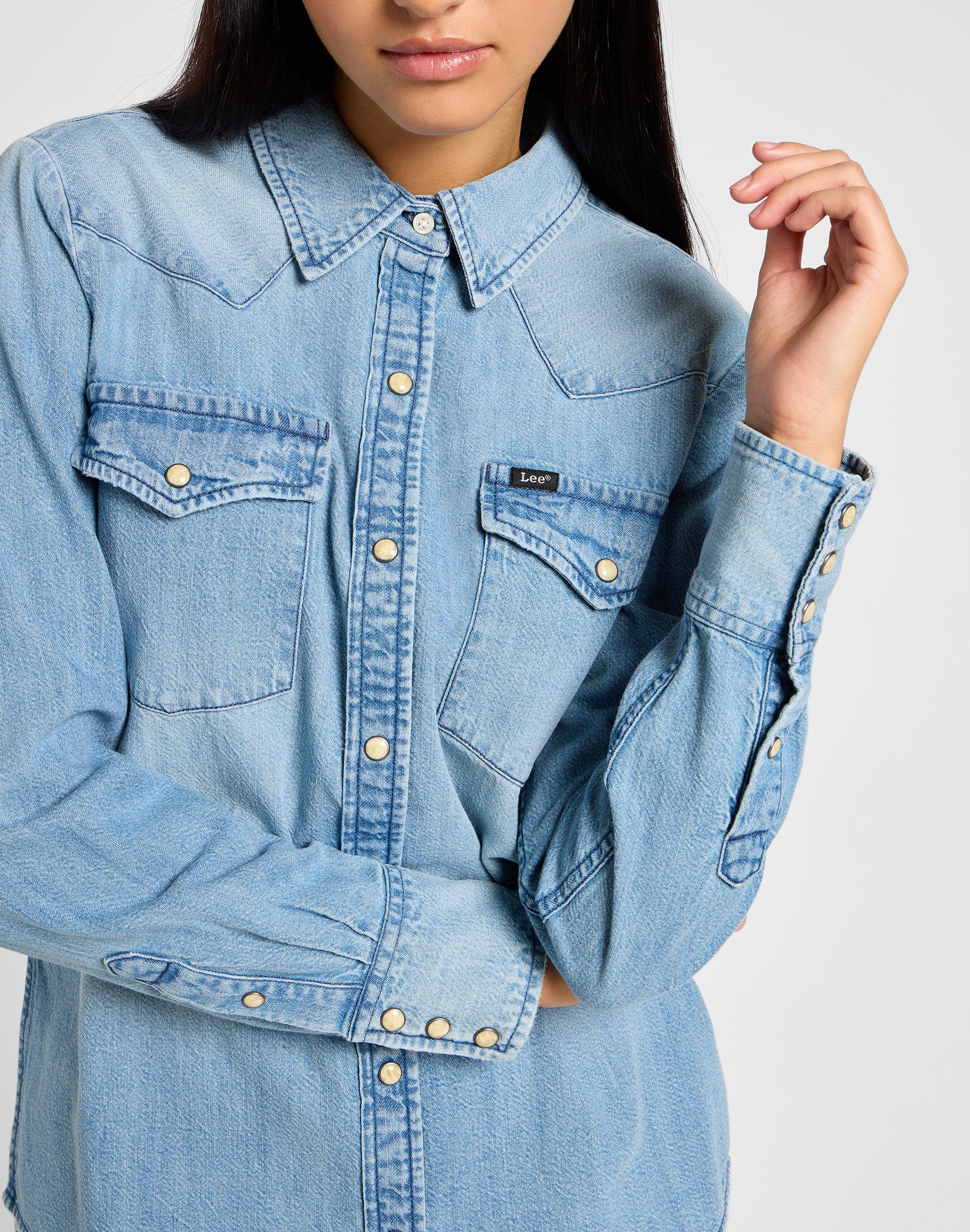 Regular Western Shirt in Modern Blue Hemden Lee