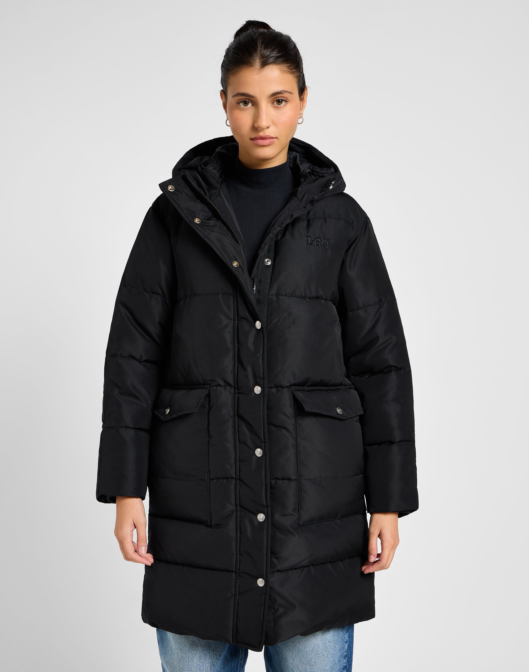 Long Puffer Jacket in Unionall Black Jacken Lee