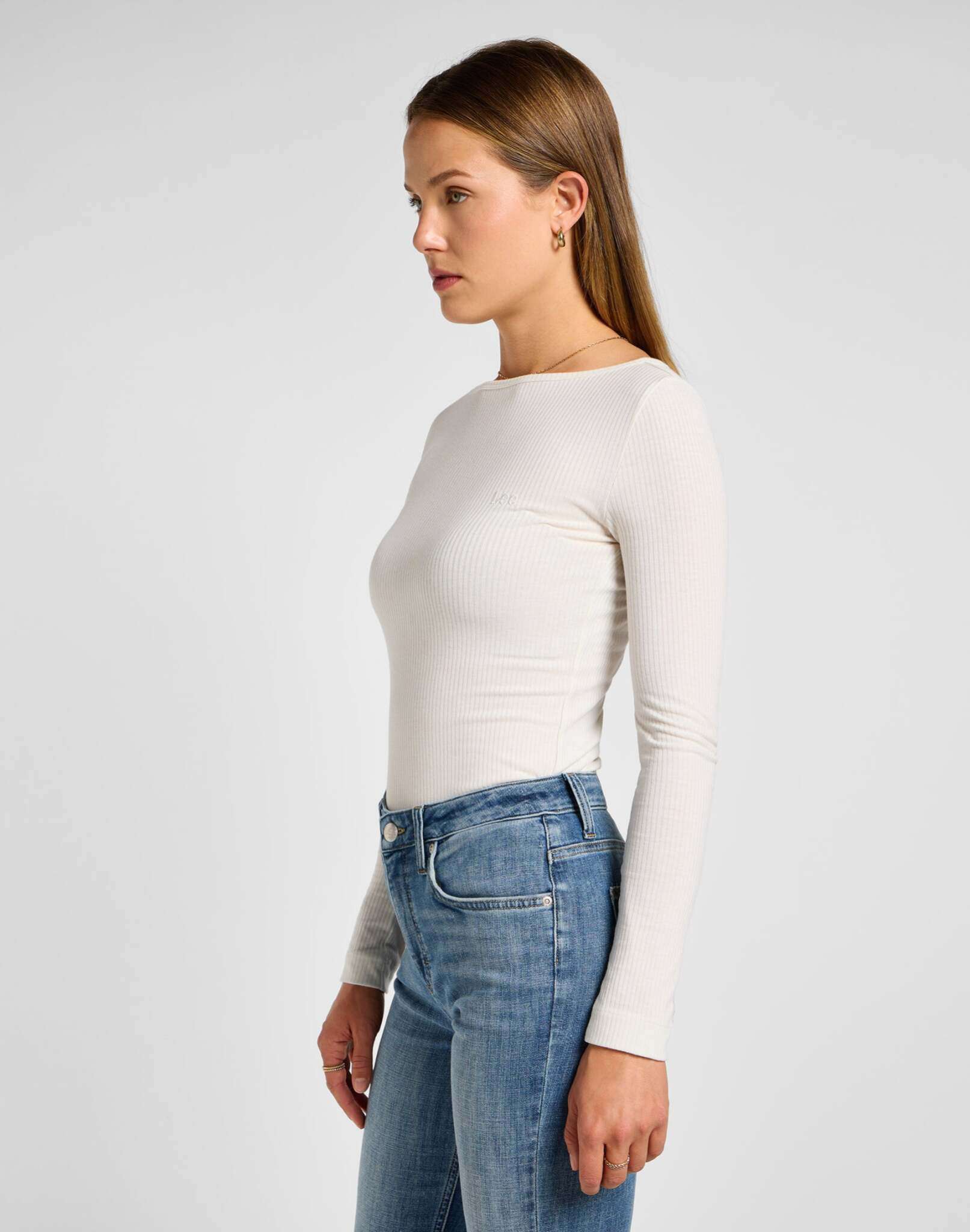 Longsleeves Boat Neck Tee in Ecru T-Shirts Lee