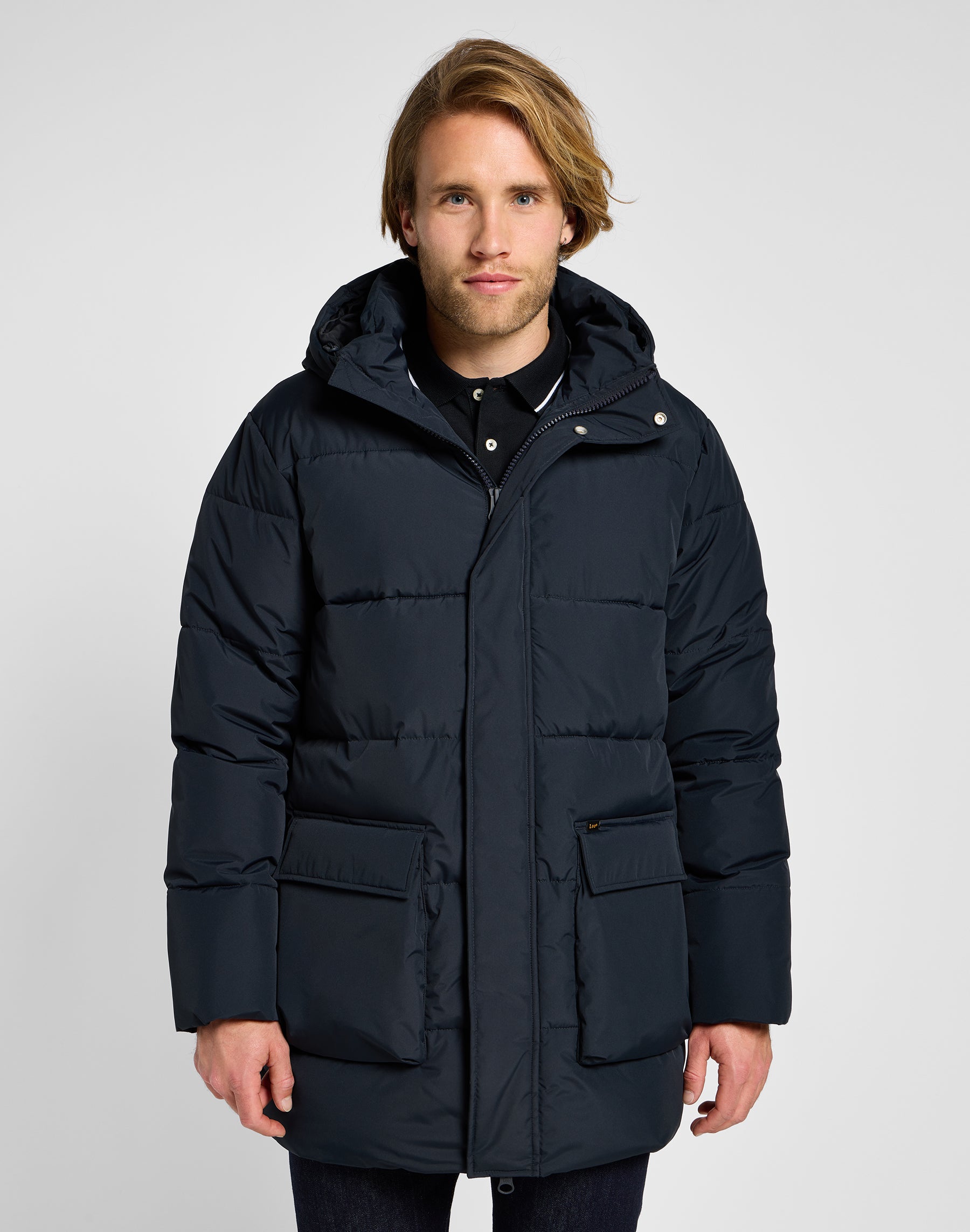 Long Puffer Jacket in Black Jacken Lee