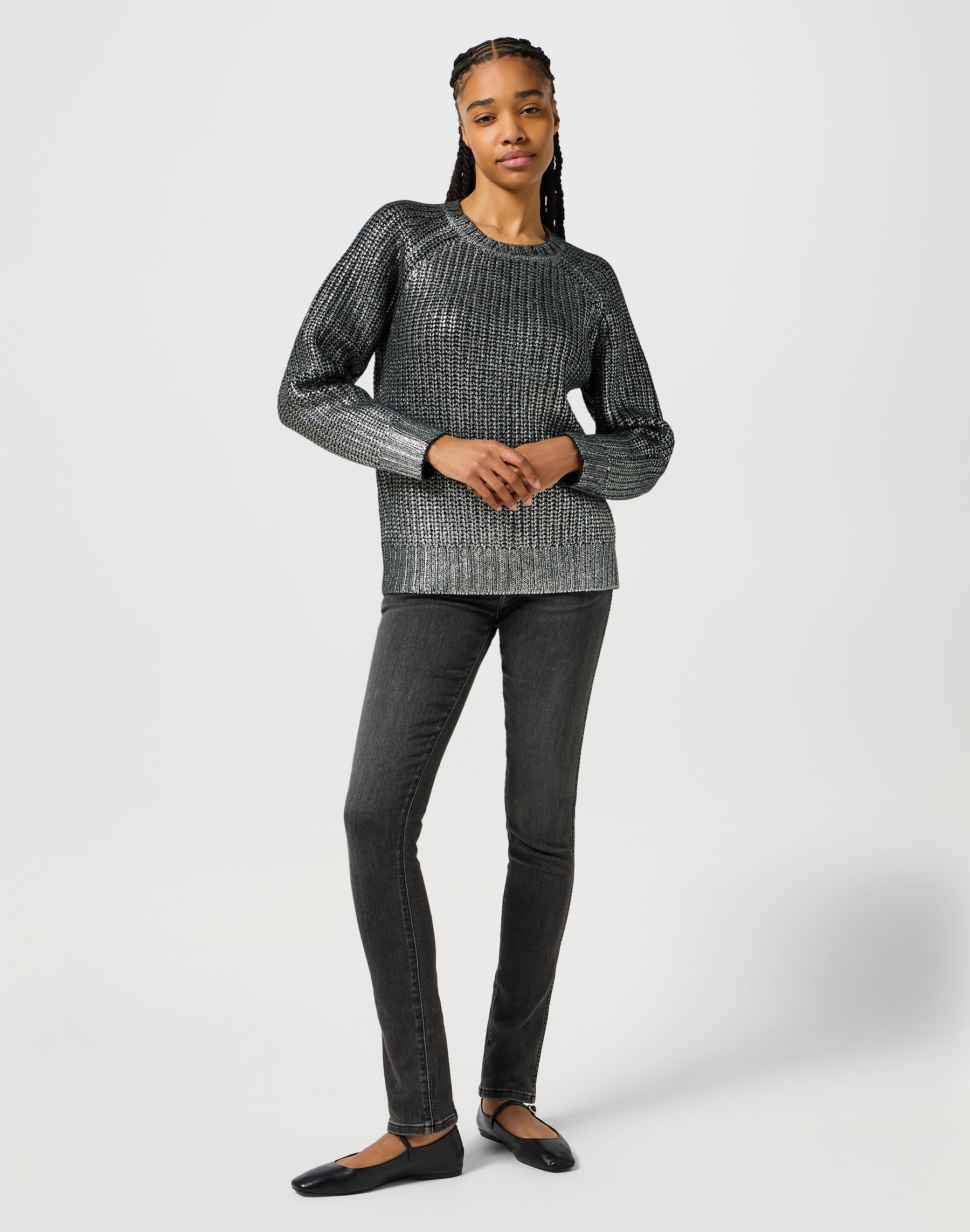 Foiled Sweater in Silver Sweatshirts Wrangler
