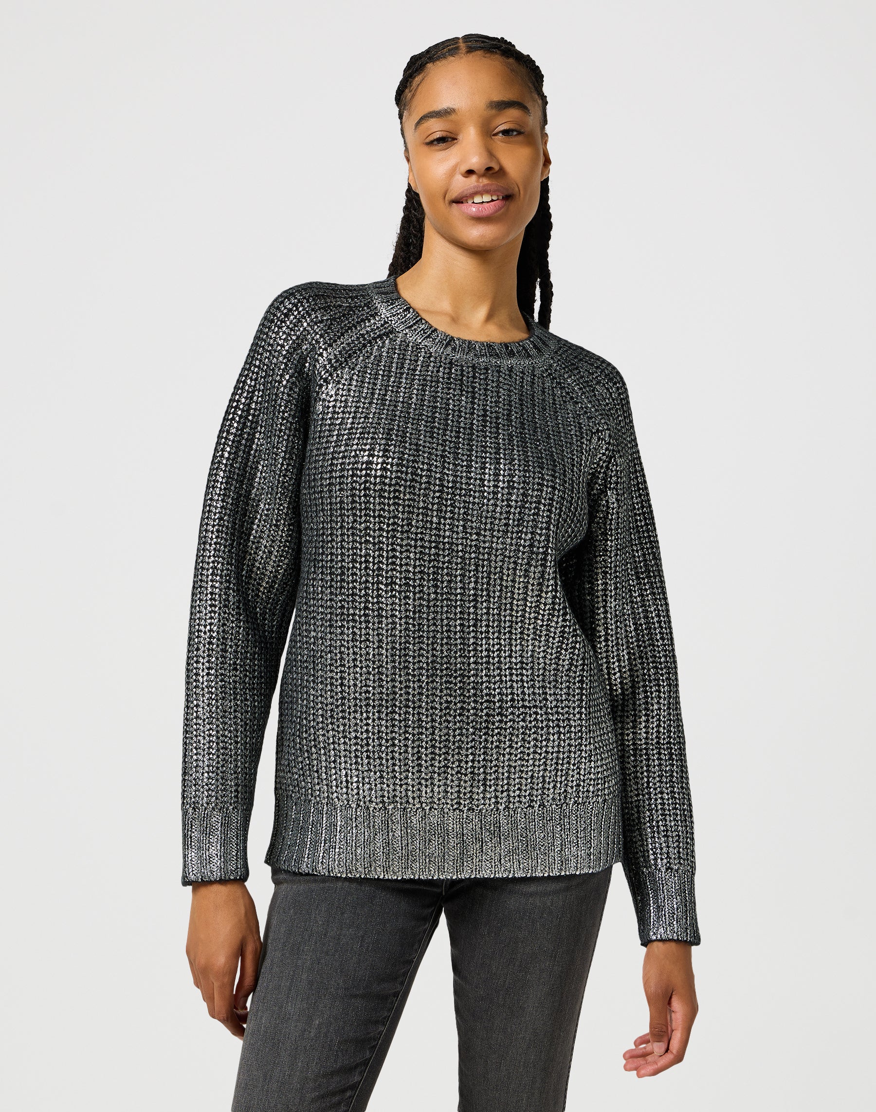 Foiled Sweater in Silver Sweatshirts Wrangler