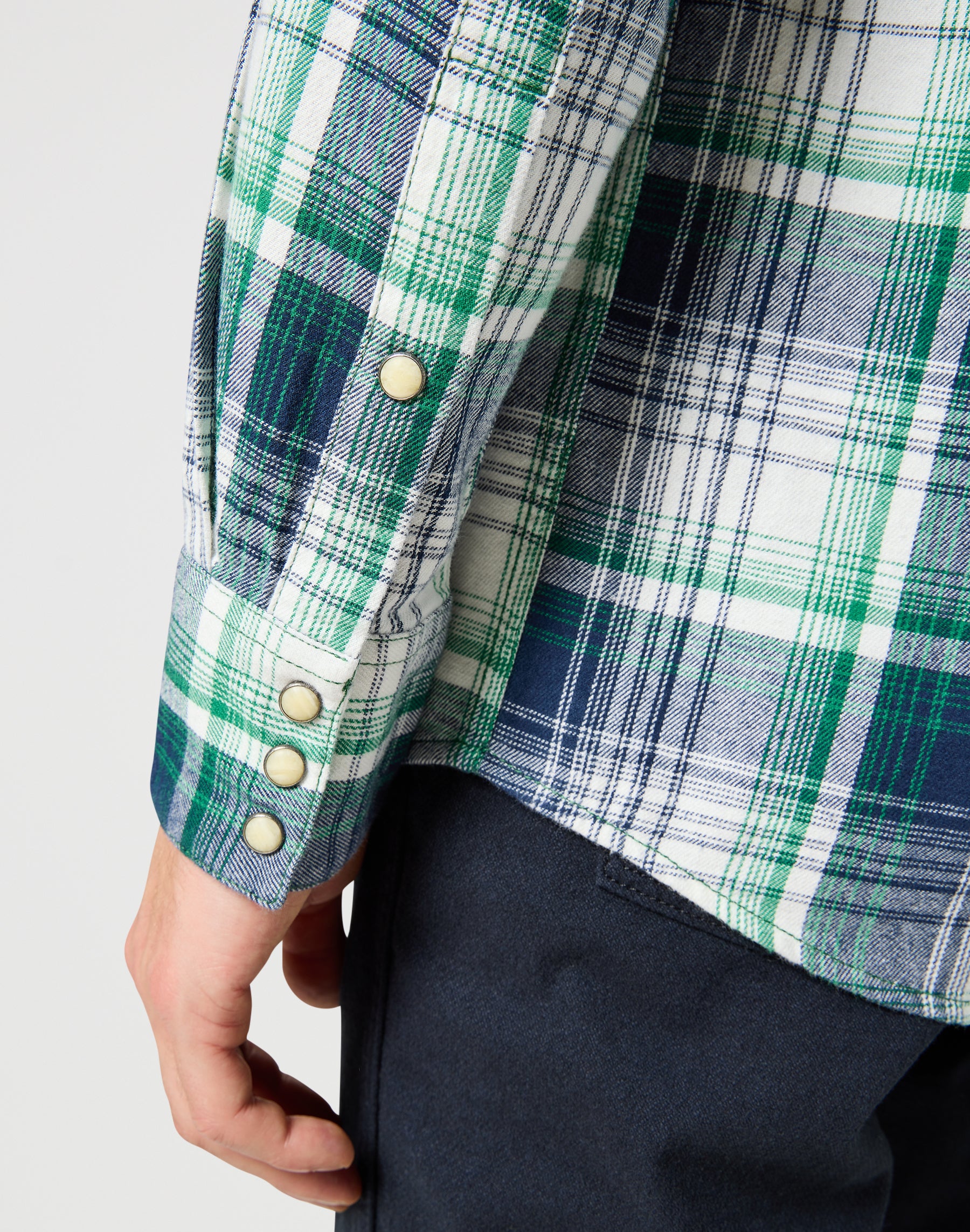 Western Shirt in Green Blue Hemden Wrangler