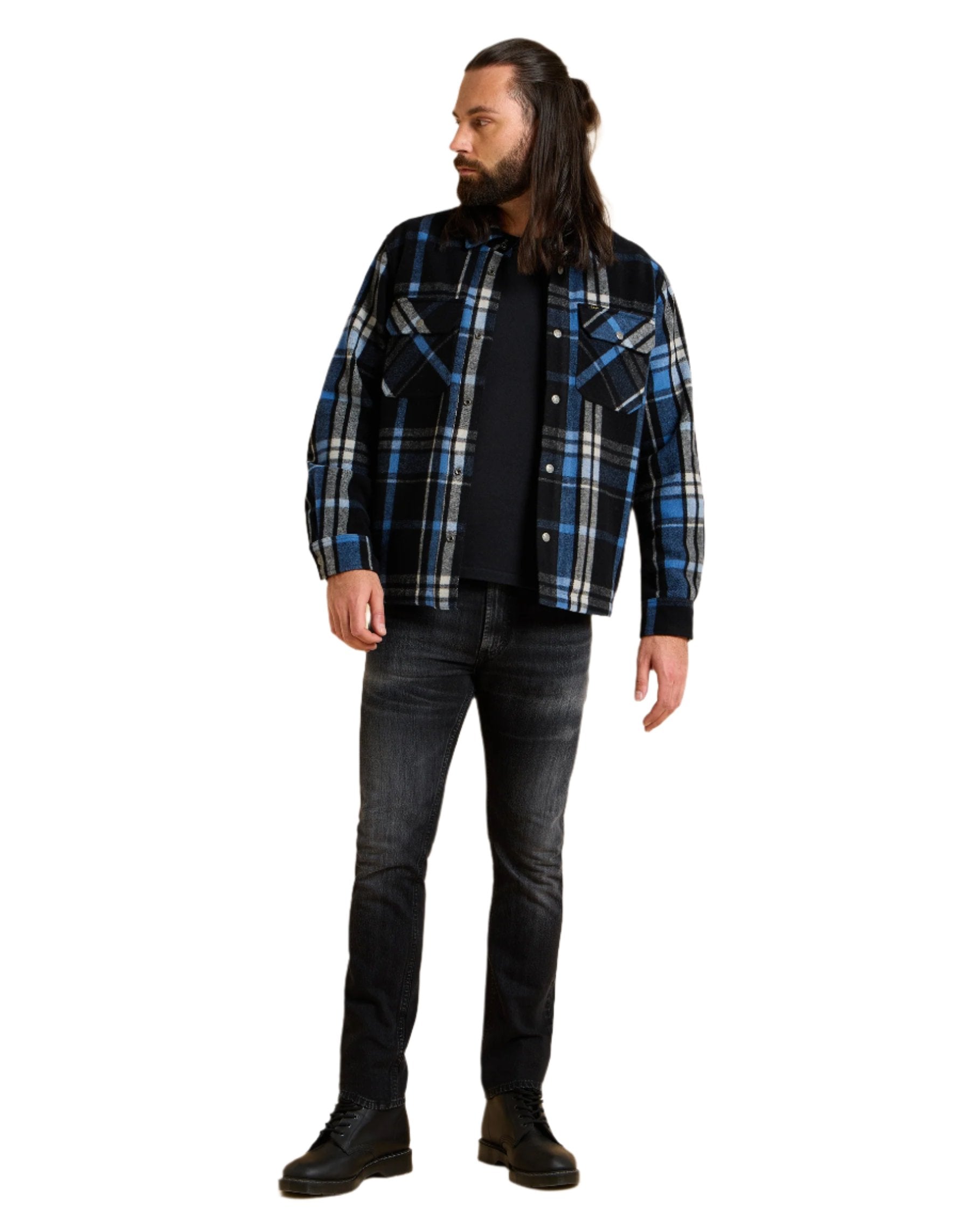 101 Wool Overshirt in Black Hemden Lee