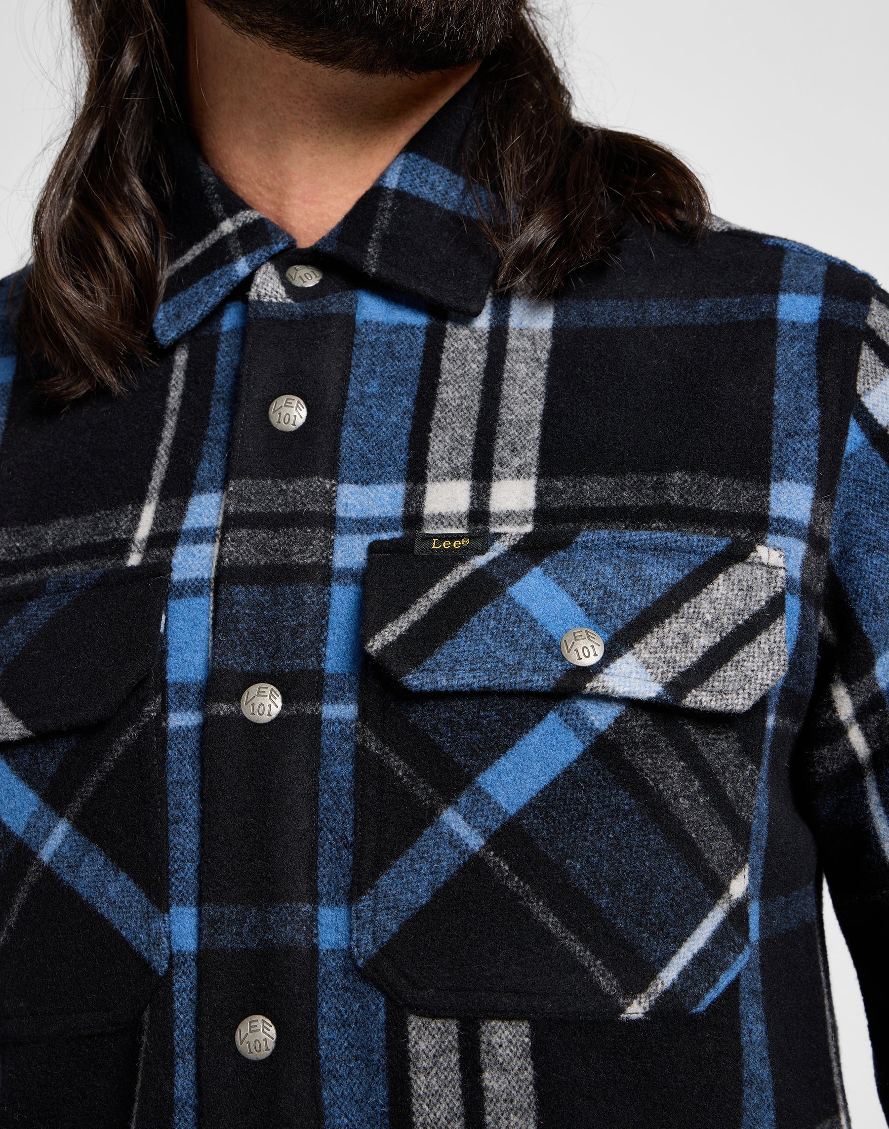 101 Wool Overshirt in Black Hemden Lee