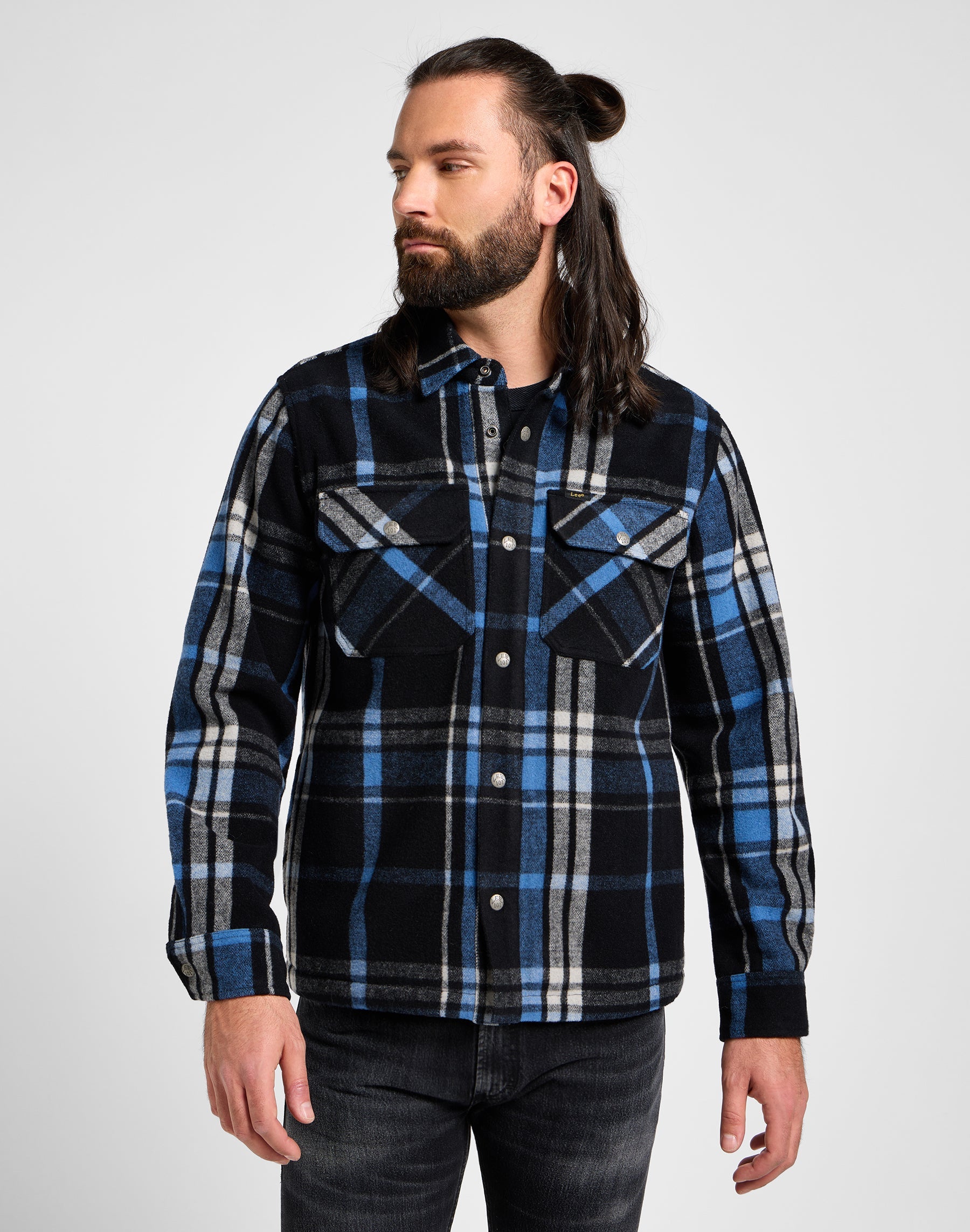 101 Wool Overshirt in Black Hemden Lee