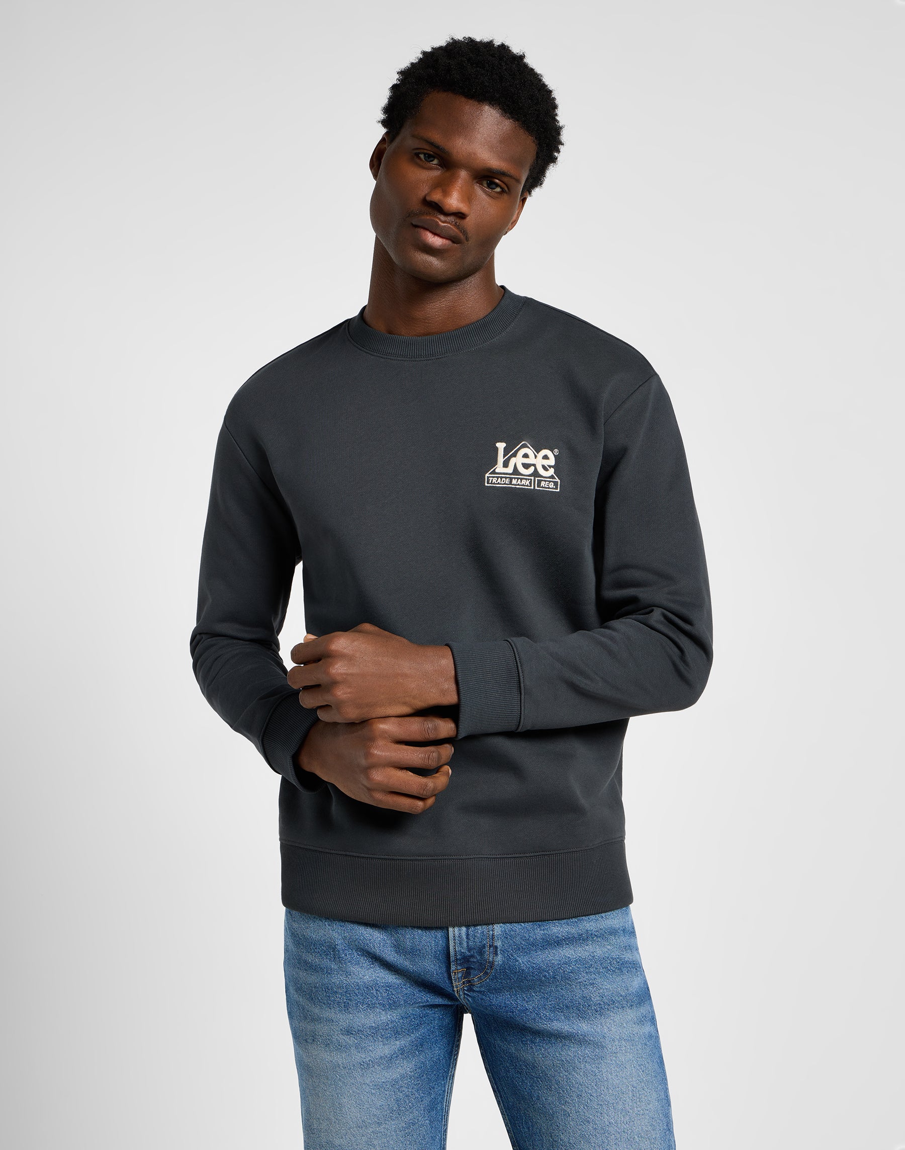 Seasonal Crew Sweater in Washed Black Sweatshirts Lee